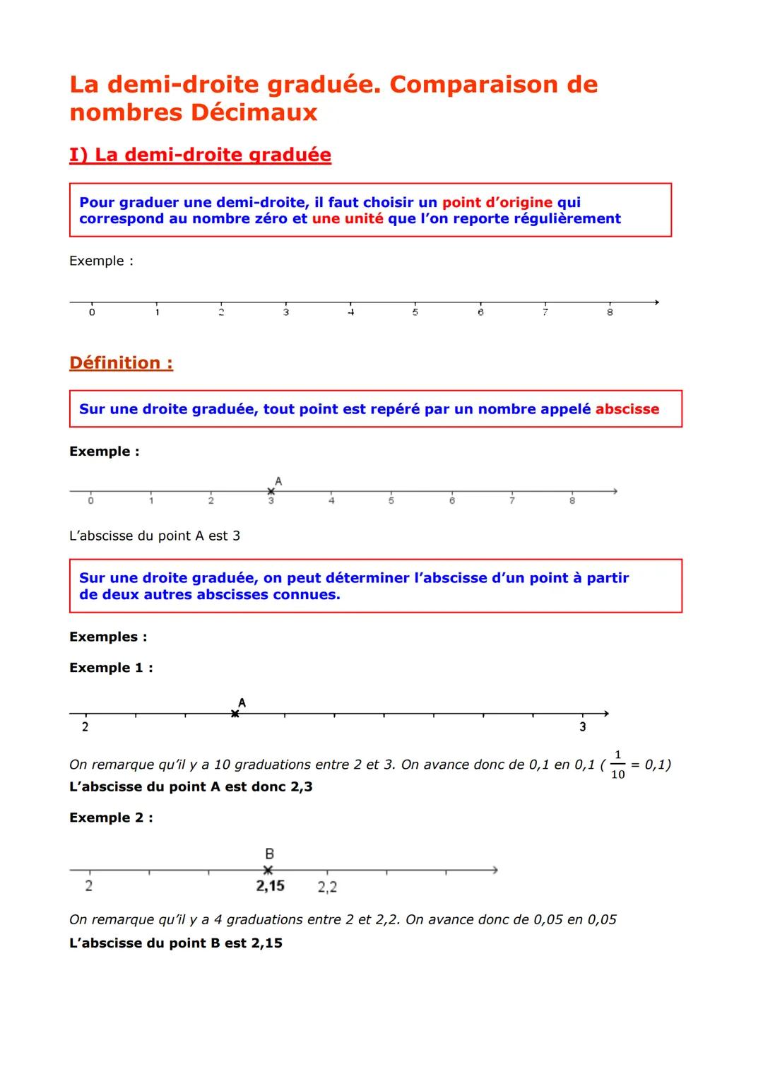 Leçon sur les nombre décimaux