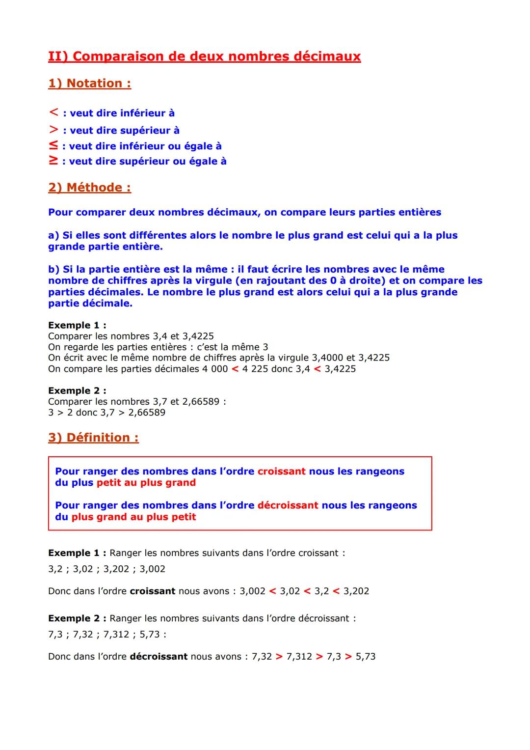 # La demi-droite graduée. Comparaison de
# nombres Décimaux
I) La demi-droite graduée
Pour graduer une demi-droite, il faut choisir un poi