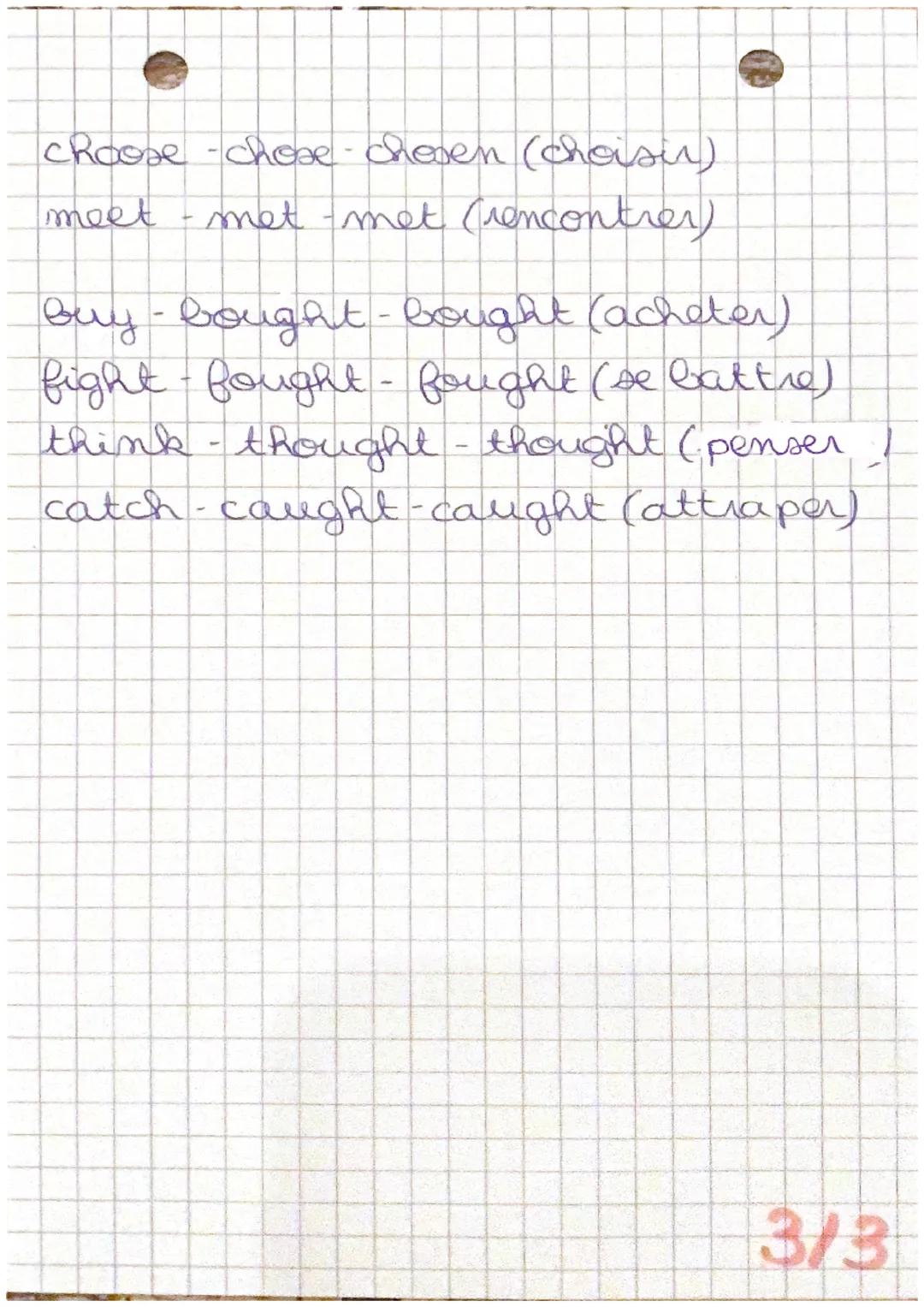 anglais
verbes irréguliers
bet-bet-bet (parier)
cut-cut-cut (couper)
hit-hit-hit (frapper)
hurt-heurt-Rurt (blesser)
put-put-put (mettre)
re