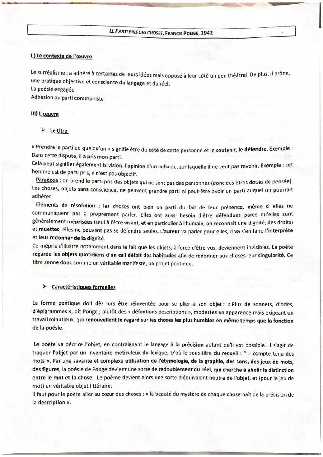 1) Le contexte de l'œuvre
Le surréalisme: a adhéré à certaines de leurs idées mais opposé à leur côté un peu théâtral. De plus, il prône,
un