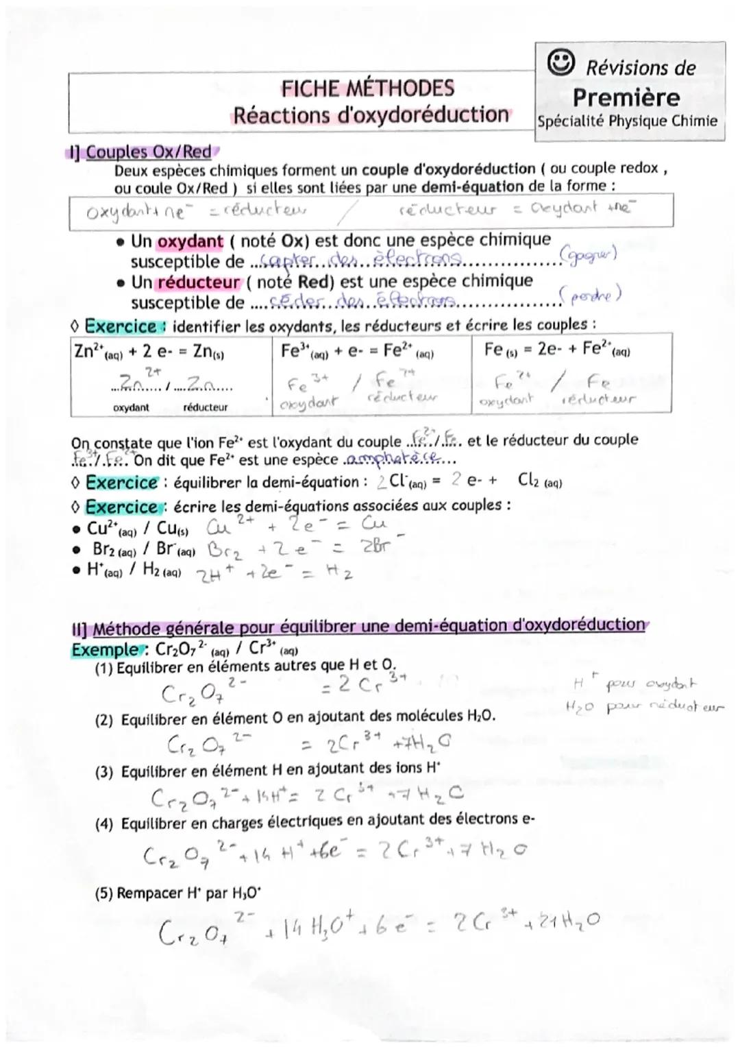 État final, transformation
(4) Transformation totale
• au moins I reactif totalement consomme
CH₂O est nécessairement en exces)
reactif tota