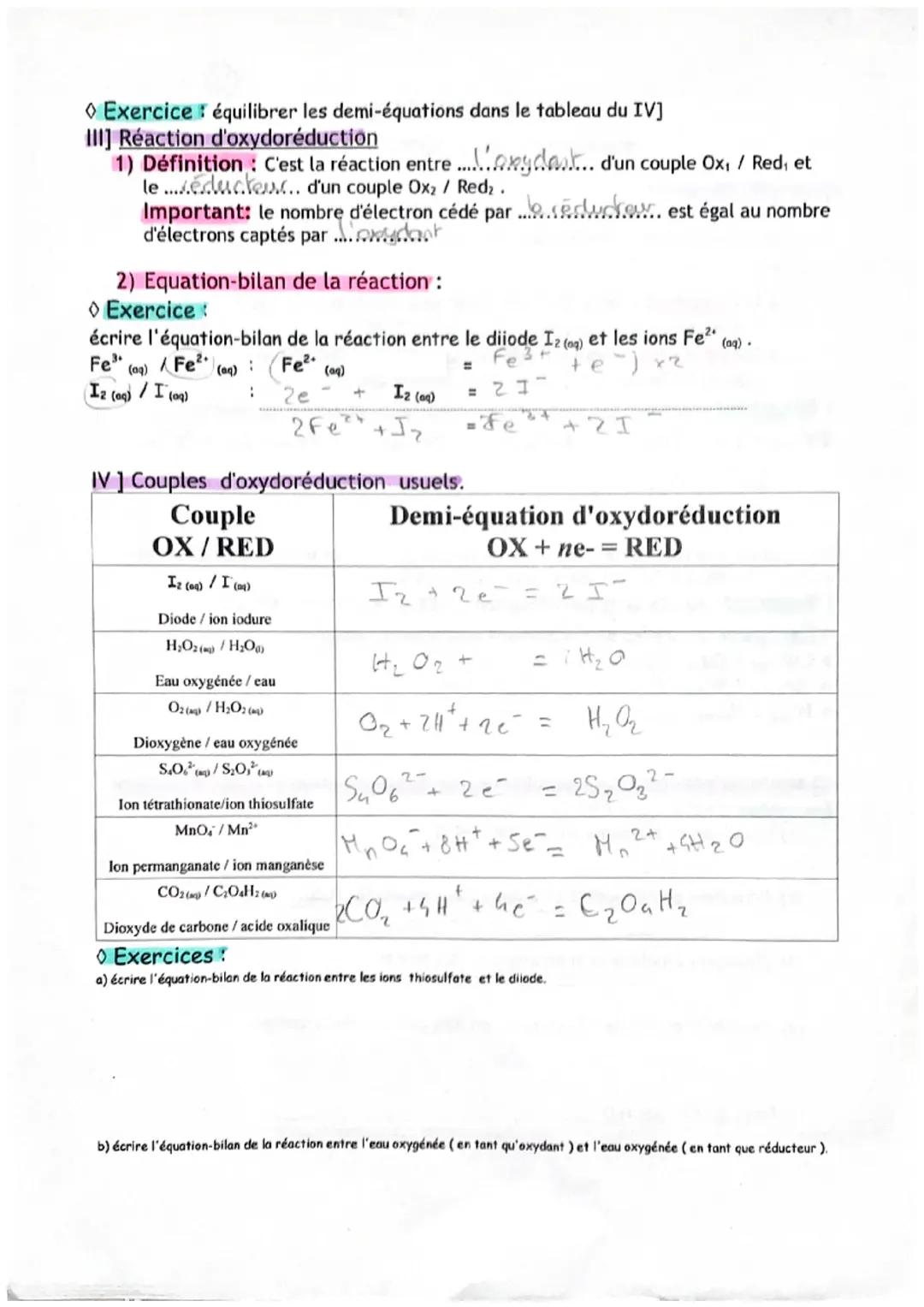 État final, transformation
(4) Transformation totale
• au moins I reactif totalement consomme
CH₂O est nécessairement en exces)
reactif tota