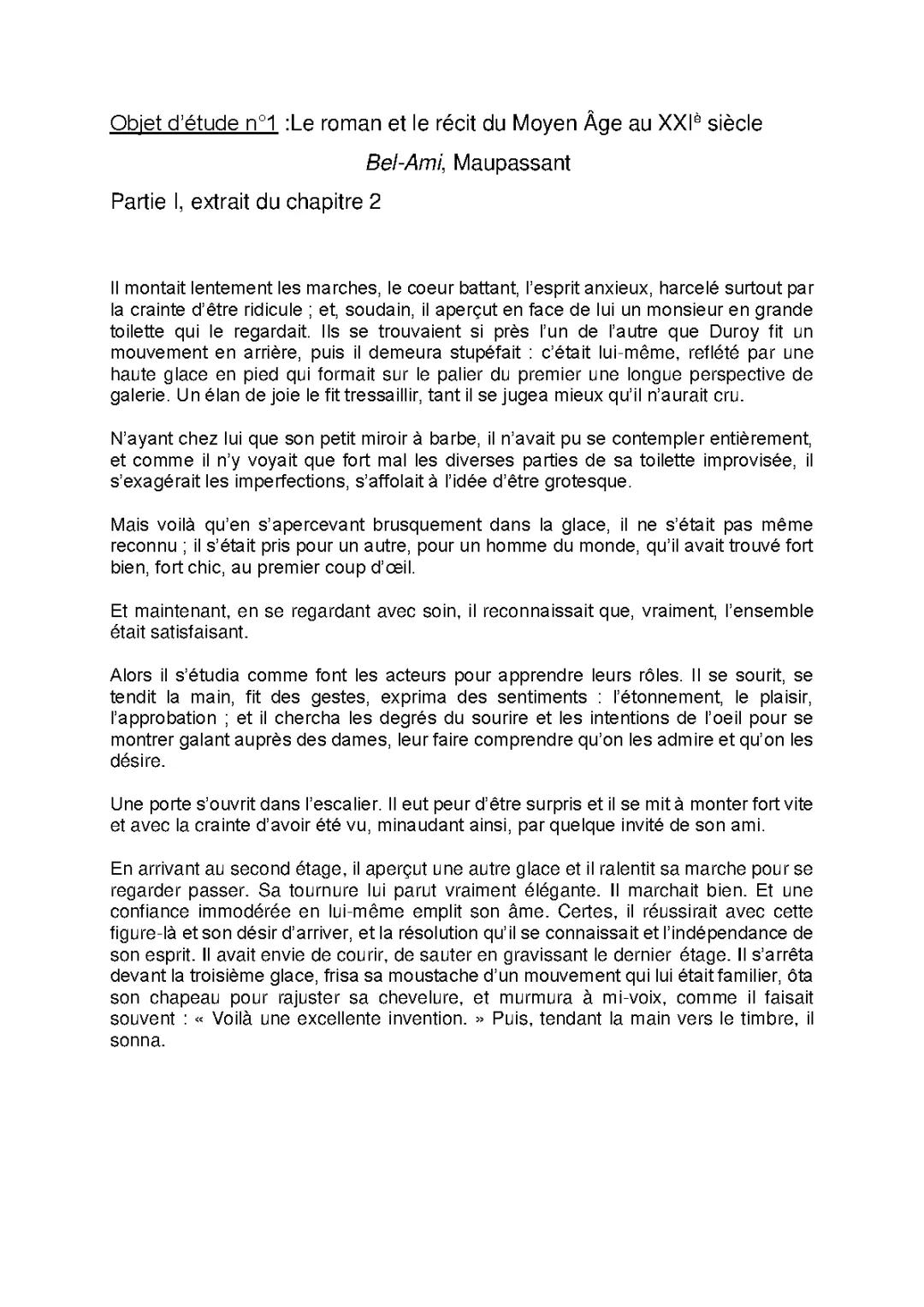 Lecture Linéaire Bel-Ami de Maupassant, chapitre 2