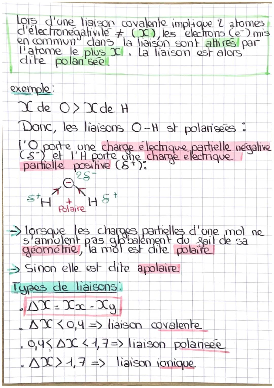 # Une entité
Géométrie des mol:
VSEPR (Valence Shell Electronic Pair Repulsion)
L↳ Les paires d'electrons s'écartent au max
les unes des