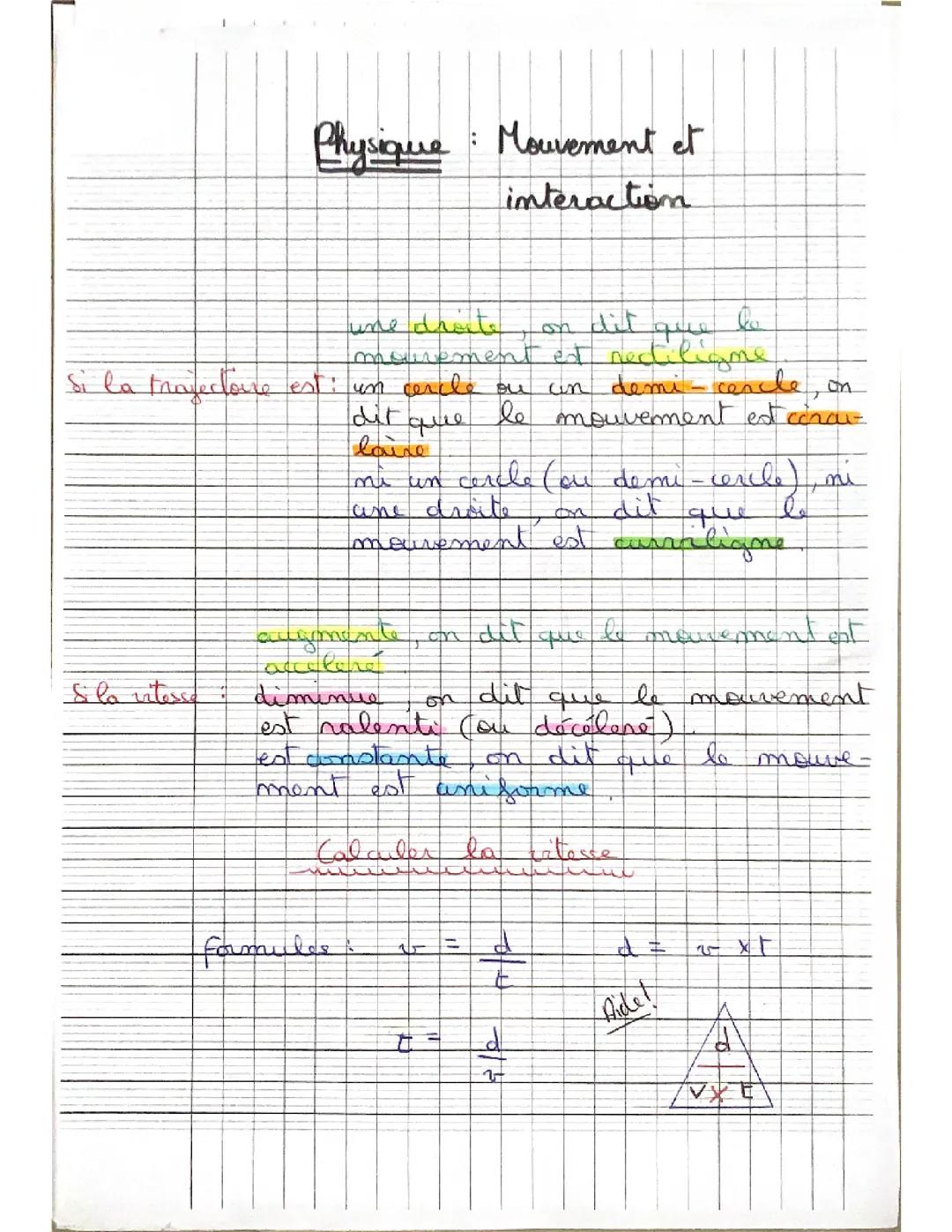 Mouvement et interaction Physique-Chimie