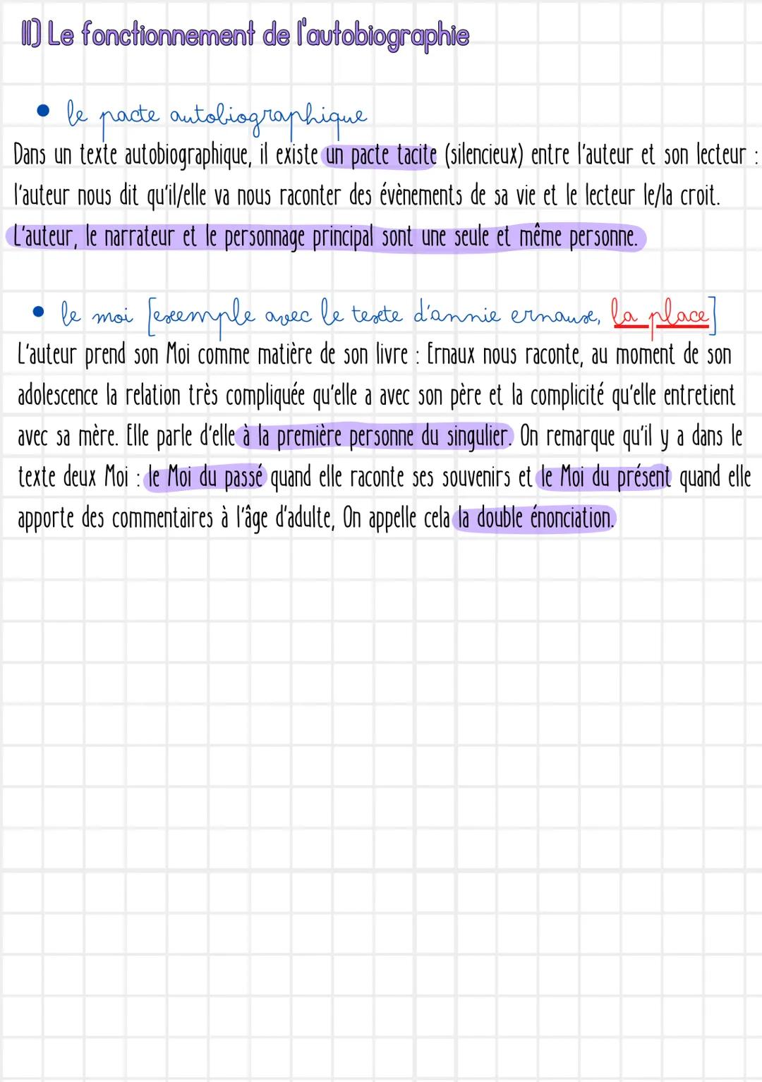 # Français
l'autobiographie
1) L'origine de l'autobiographie
• étymologie
Le mot autobiographie vient du grec : il est composé du préfix