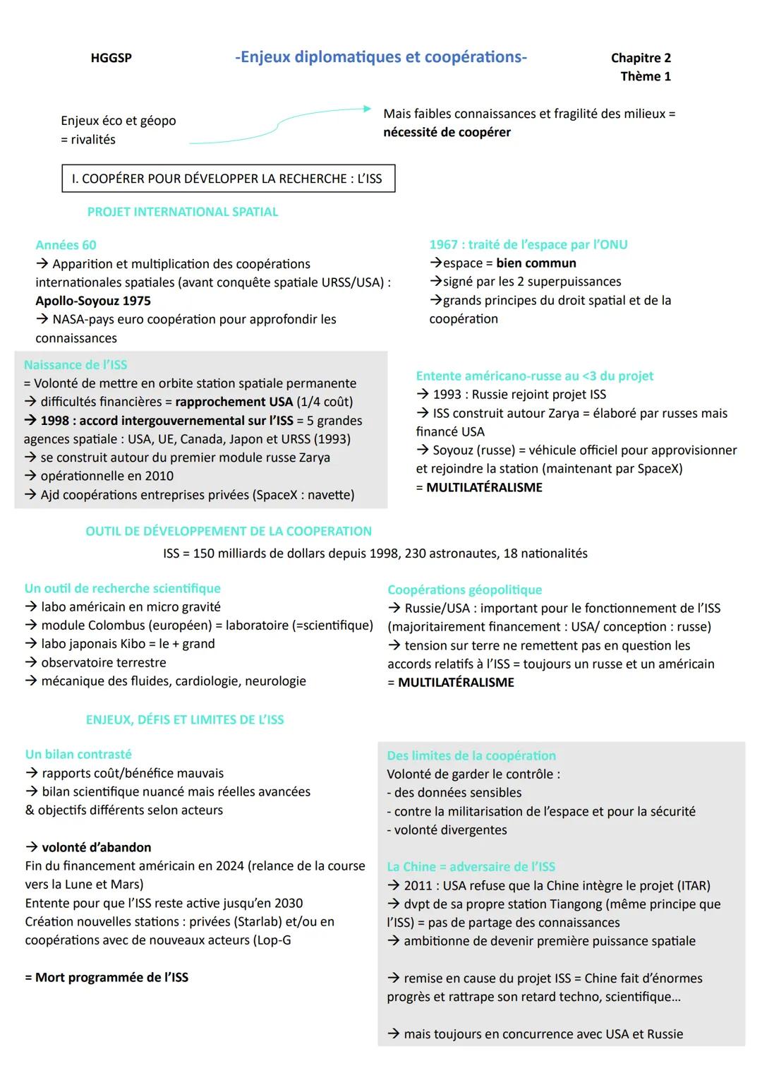 HGGSP
-Enjeux diplomatiques et coopérations-
Chapitre 2
Thème 1
Enjeux éco et géopo
= rivalités
I. COOPÉRER POUR DÉVELOPPER LA RECHERCHE : L