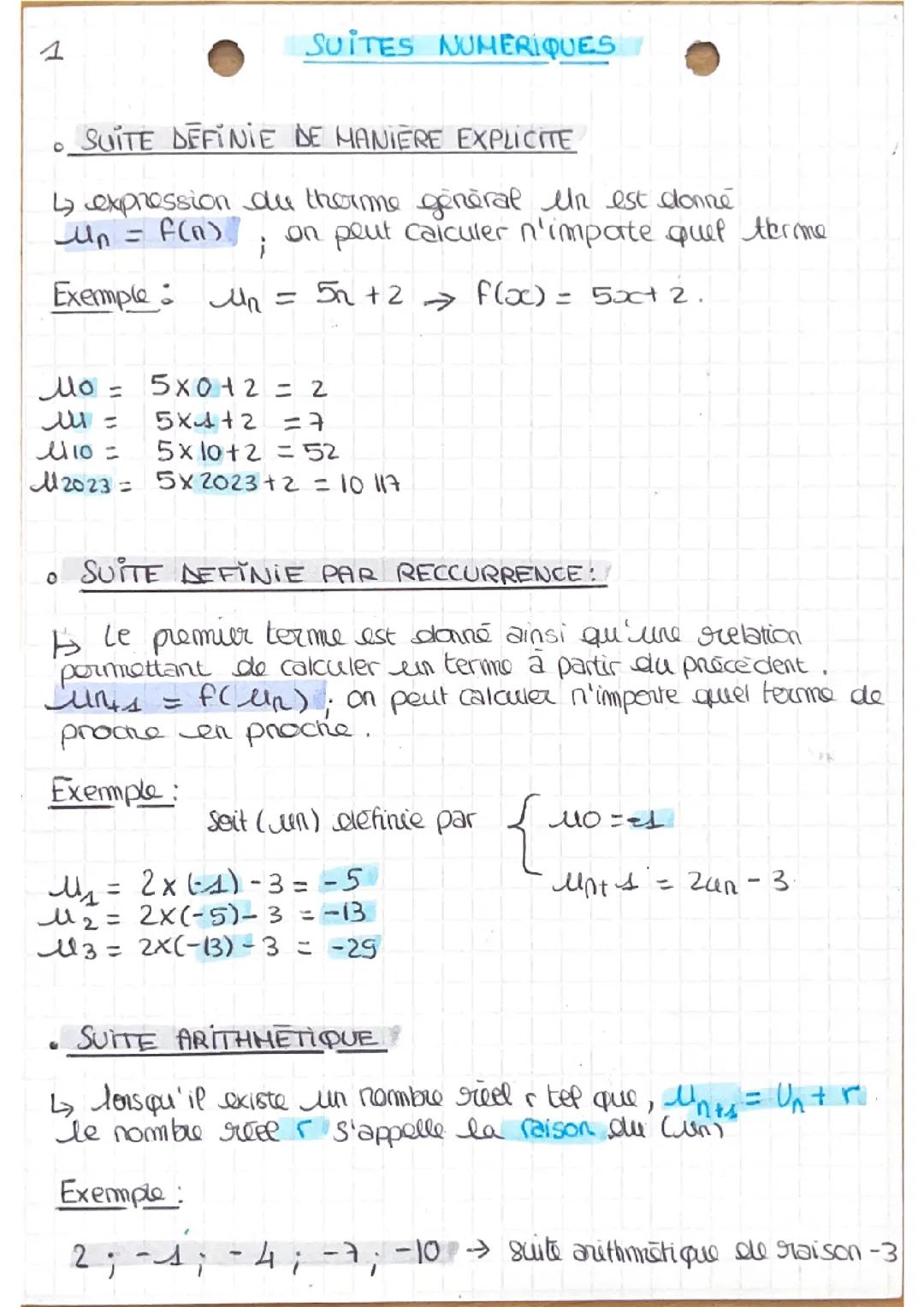 Les suites numériques