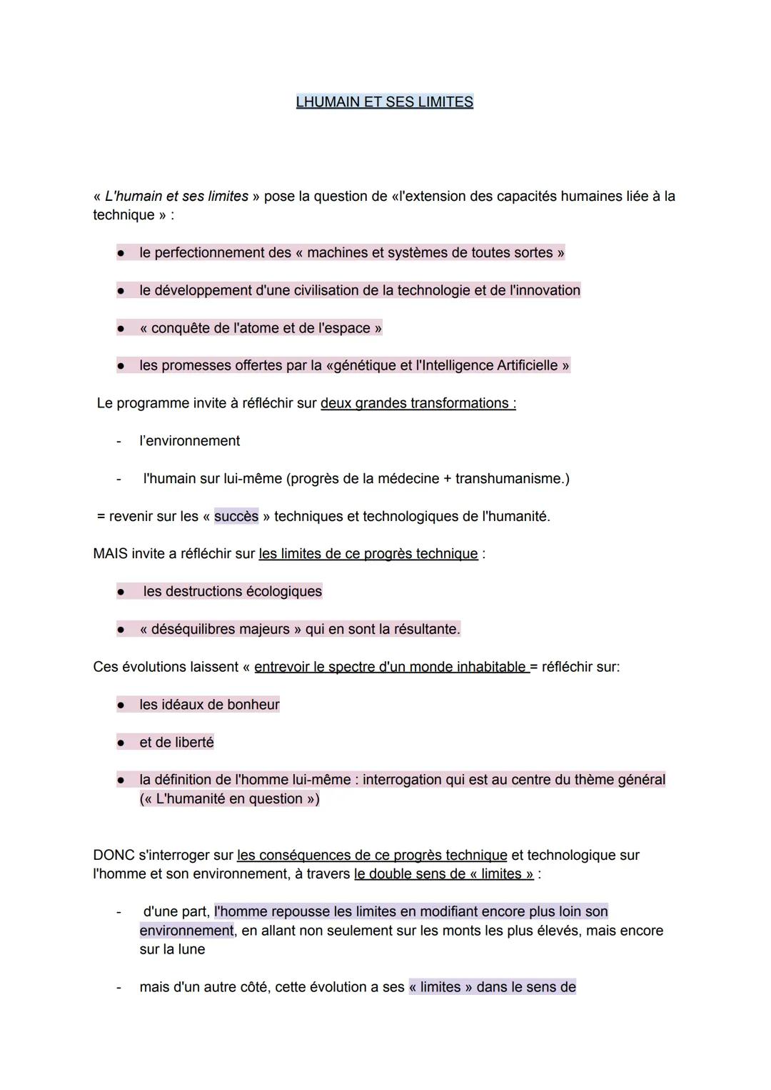 Les limites de l'humain et le progrès technique
