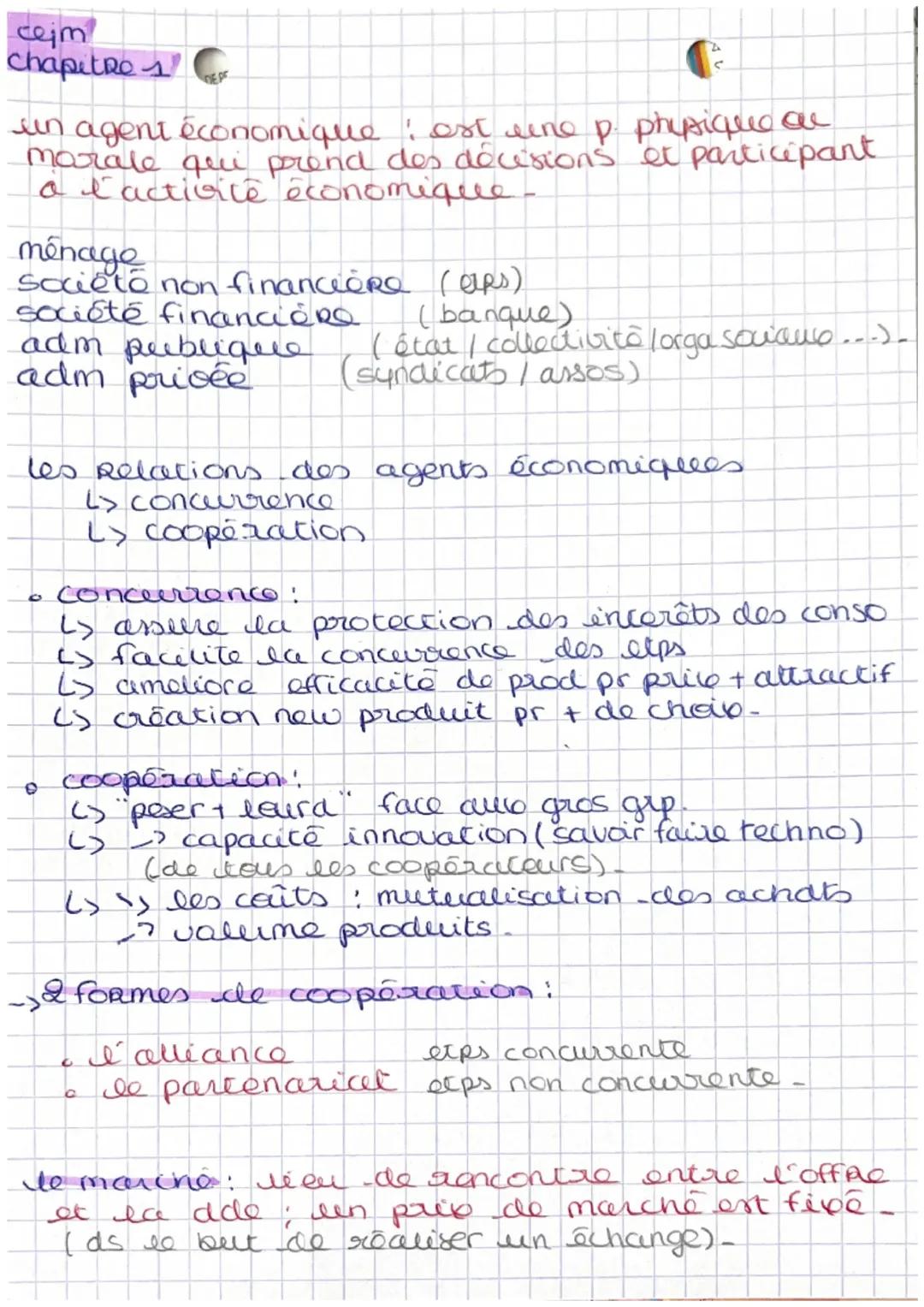 CEJM chapitre 1 : agents économiques et rôles