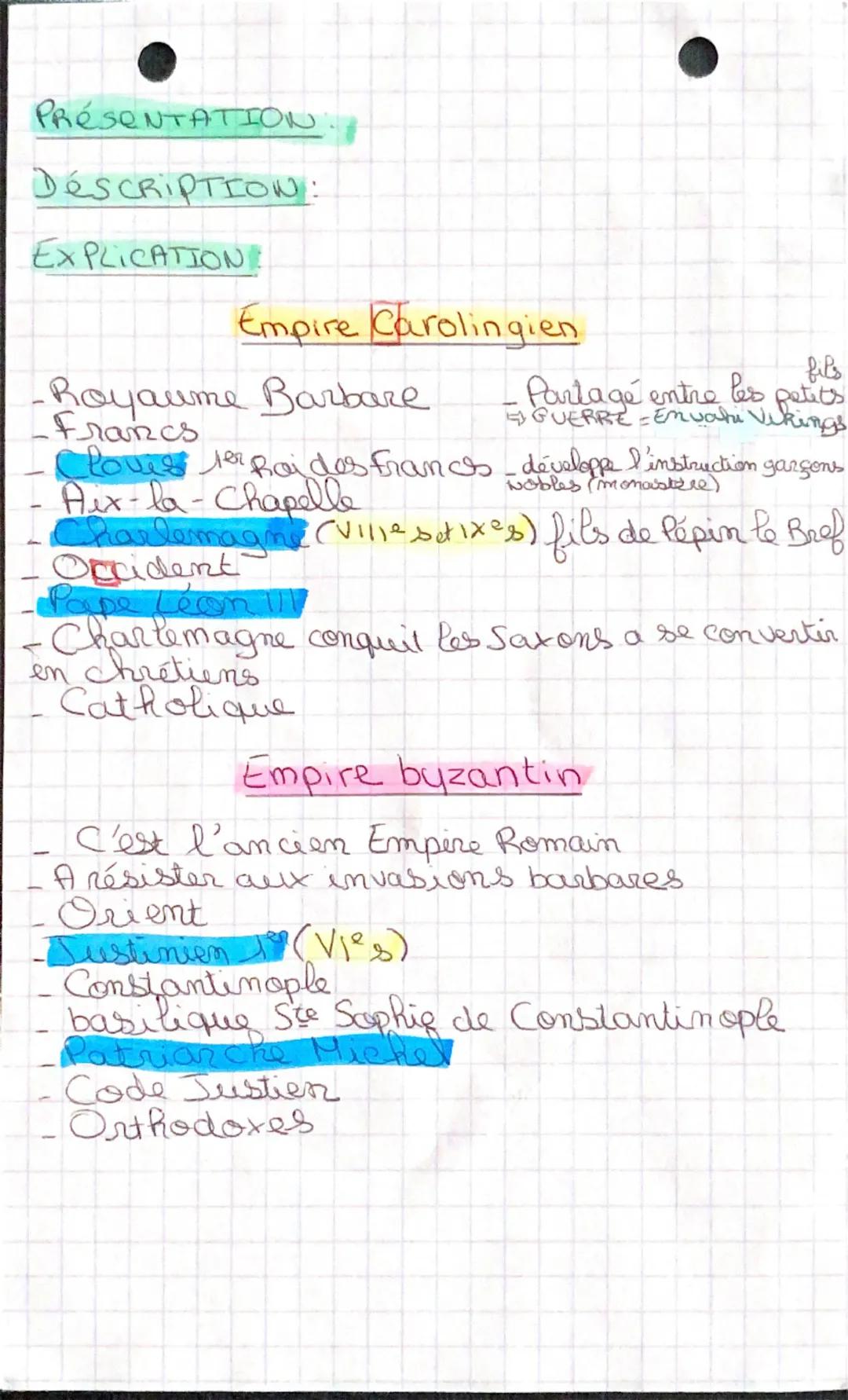 Mist- géo
-
Vocabulaire
Code Justinien - rassemble les lois romaines.
apogée déclin - des hauts et des bas
Раигры сoulour
dynastie -une fami