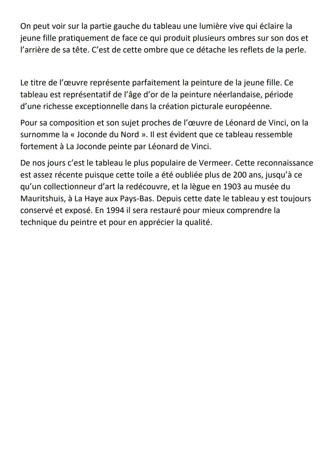 # La Jeune Fille à la Perle
Cartel:
Titre du tableau: La Jeune Fille à la
Perle.
Peintre: Jan Vermeer
Dimensions: 44,5 x 39 cm
Type: Tro
