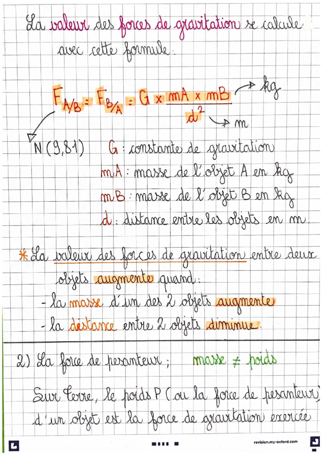 # La gravitation universelle
la force de pesanteur.
1)- La gravitation universelle est une interaction
attractive à distance.
ex: Dans le s