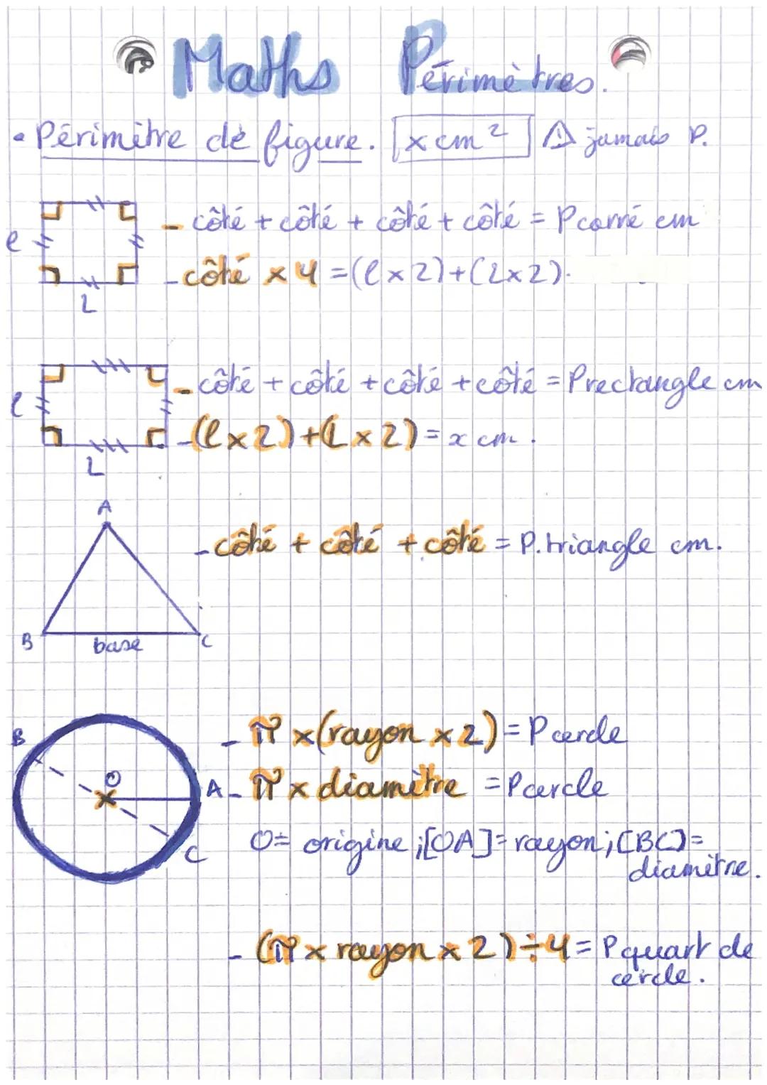 。 Aires de figures
410
e
L
e l=
A
* Maths Aires a
2
A
HA
U
Quart de:
cercle
om
in 2
-
2
in
ex l = xcm² = Arcamé.
exL = x cm² = A rectangle
[