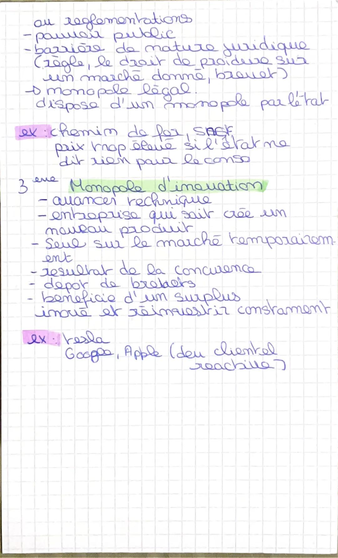 Les differents types
de moropole
monopole: mono, seul, unique
1 seul offreurs pour bcp de
demandows
- Momo PM maximal car faiseur de prix
at