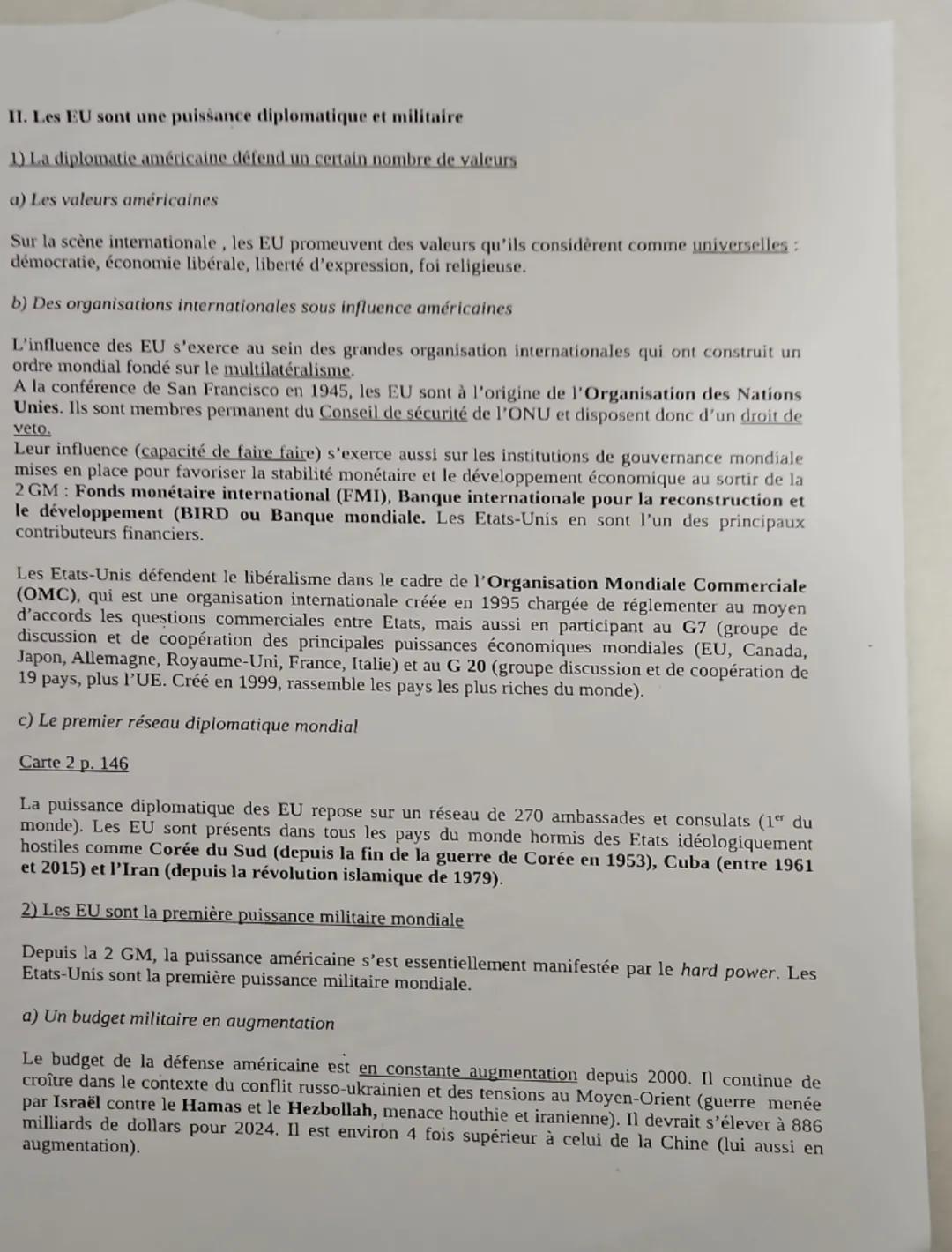 Première HGGSP
Thème 2 - Analyser les dynamiques des puissances internationales
Travail conclusif - La puissance des Etats-Unis aujourd'hui