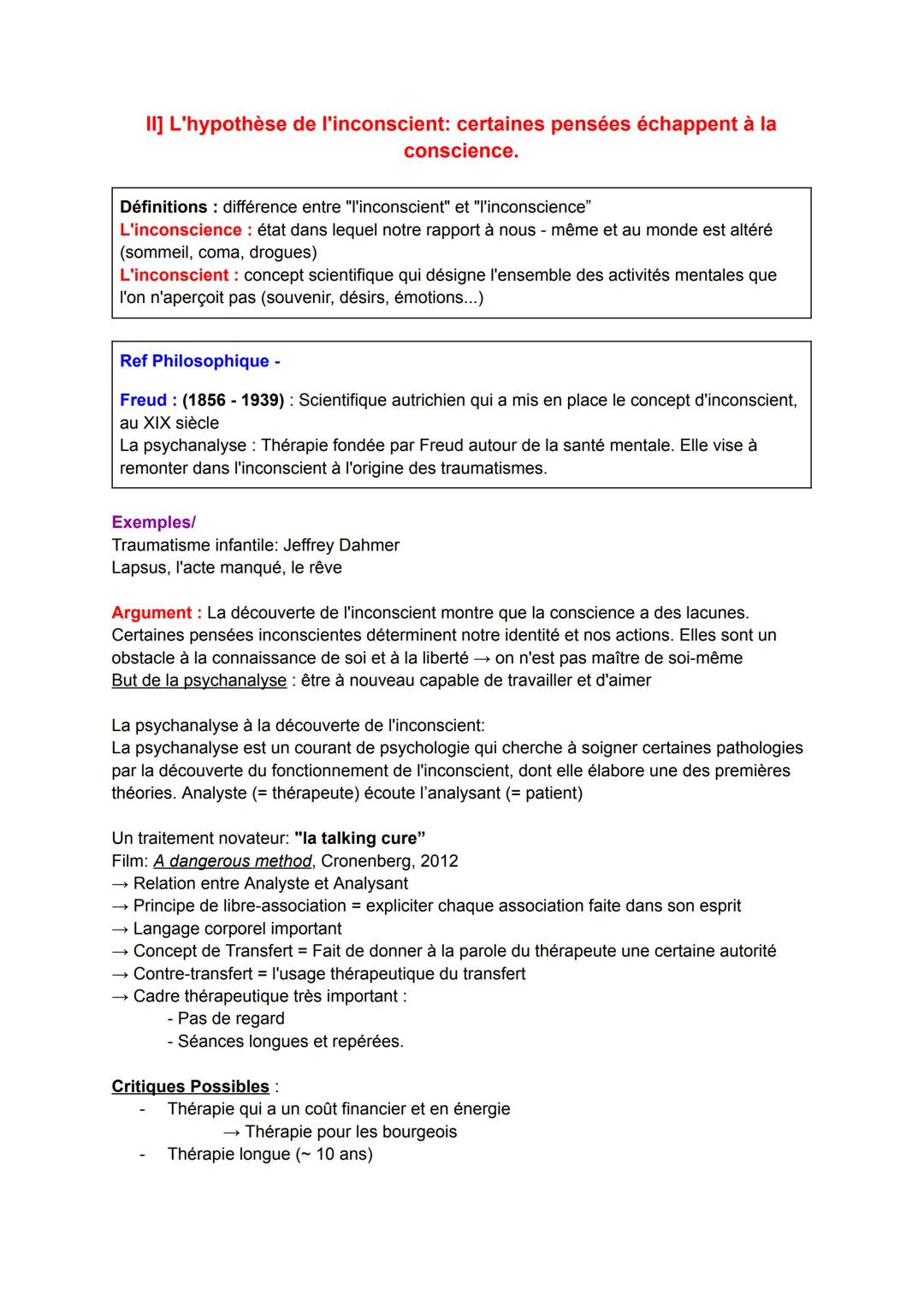 # Chapitre 4: La conscience de soi peut-elle devenir
connaissance de soi ?
Notions abordées: conscience, inconscient, raison, liberté
Intr
