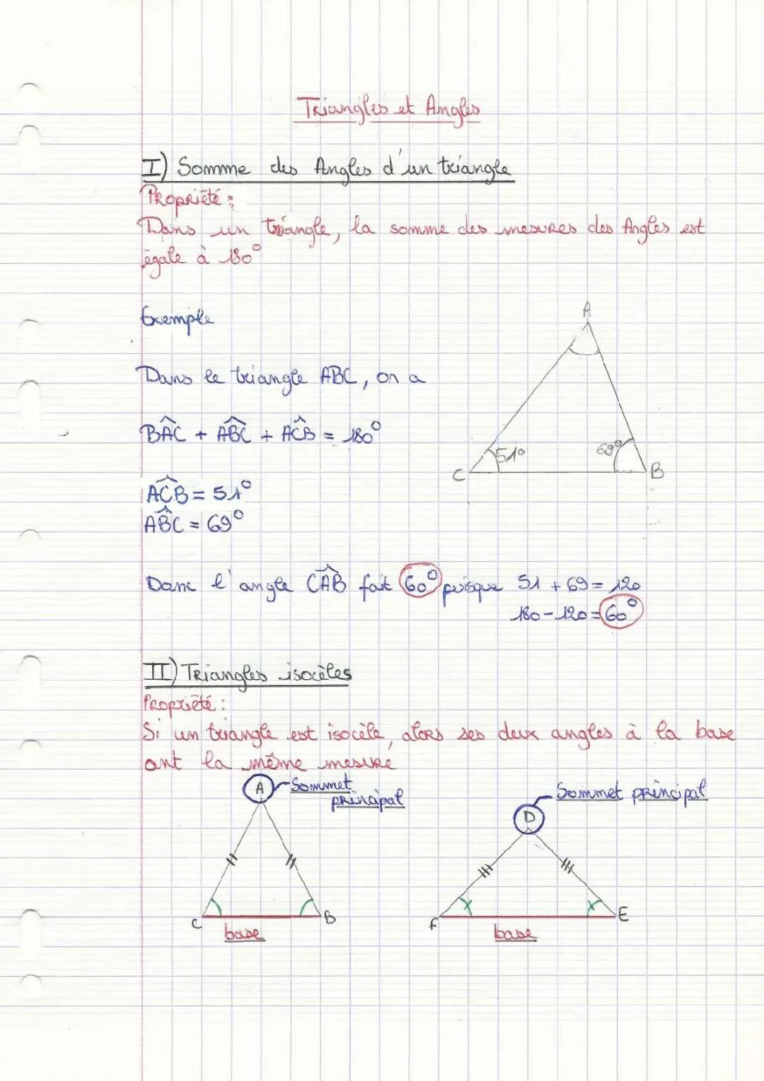 Le triangle et ses angles