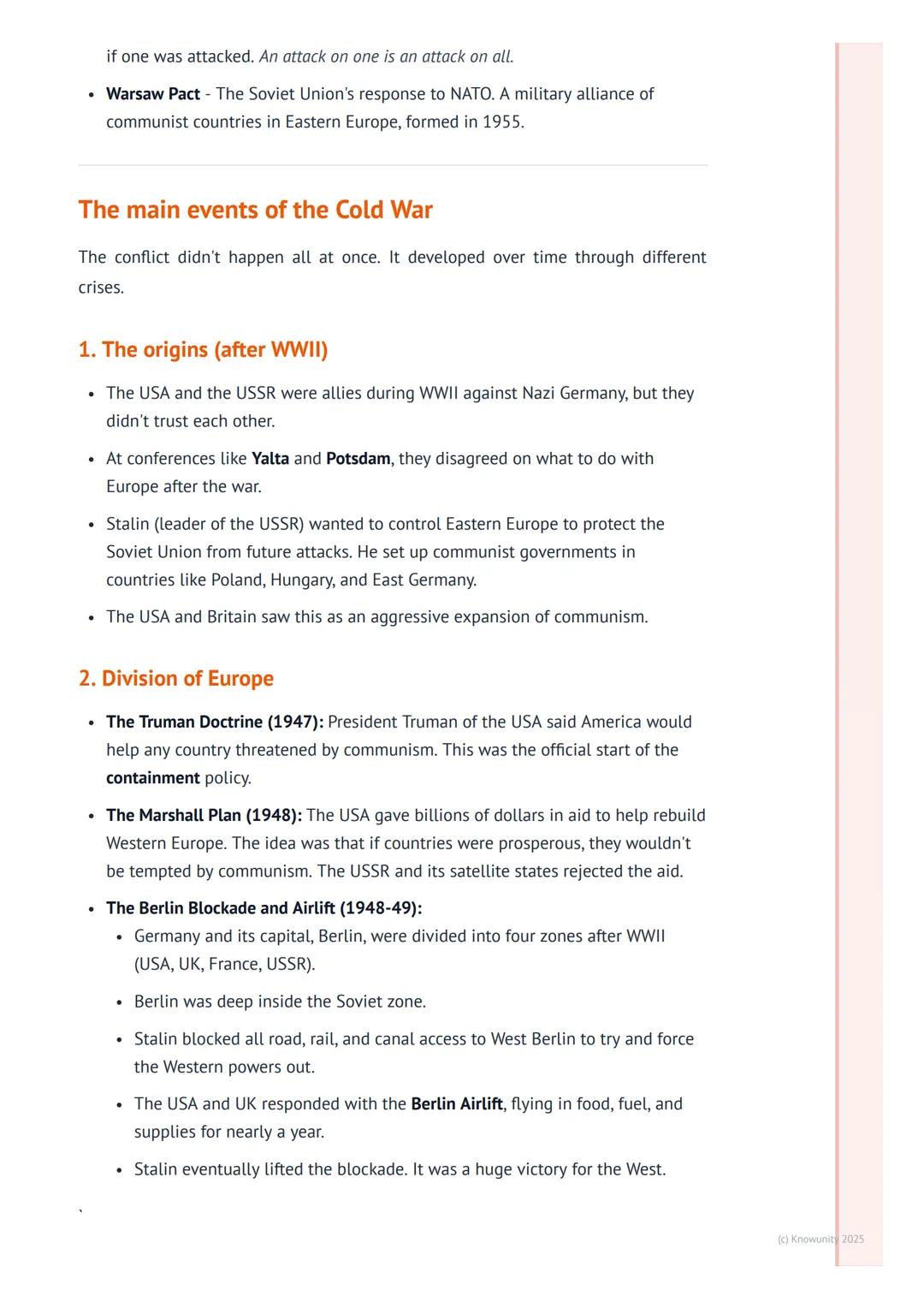 # The Cold War
What was the Cold War?
The Cold War was a period of intense tension and rivalry between the two main
superpowers after Worl