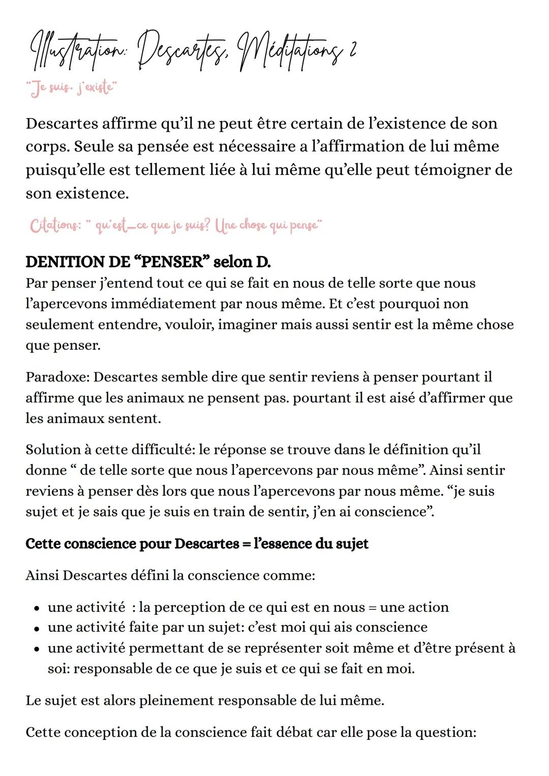 - Perton ne pas être
ne pas être soi même ?
Conscience/ Inconscient
"Soi même":
• identité substantielle
identité personnelle: ses propres é