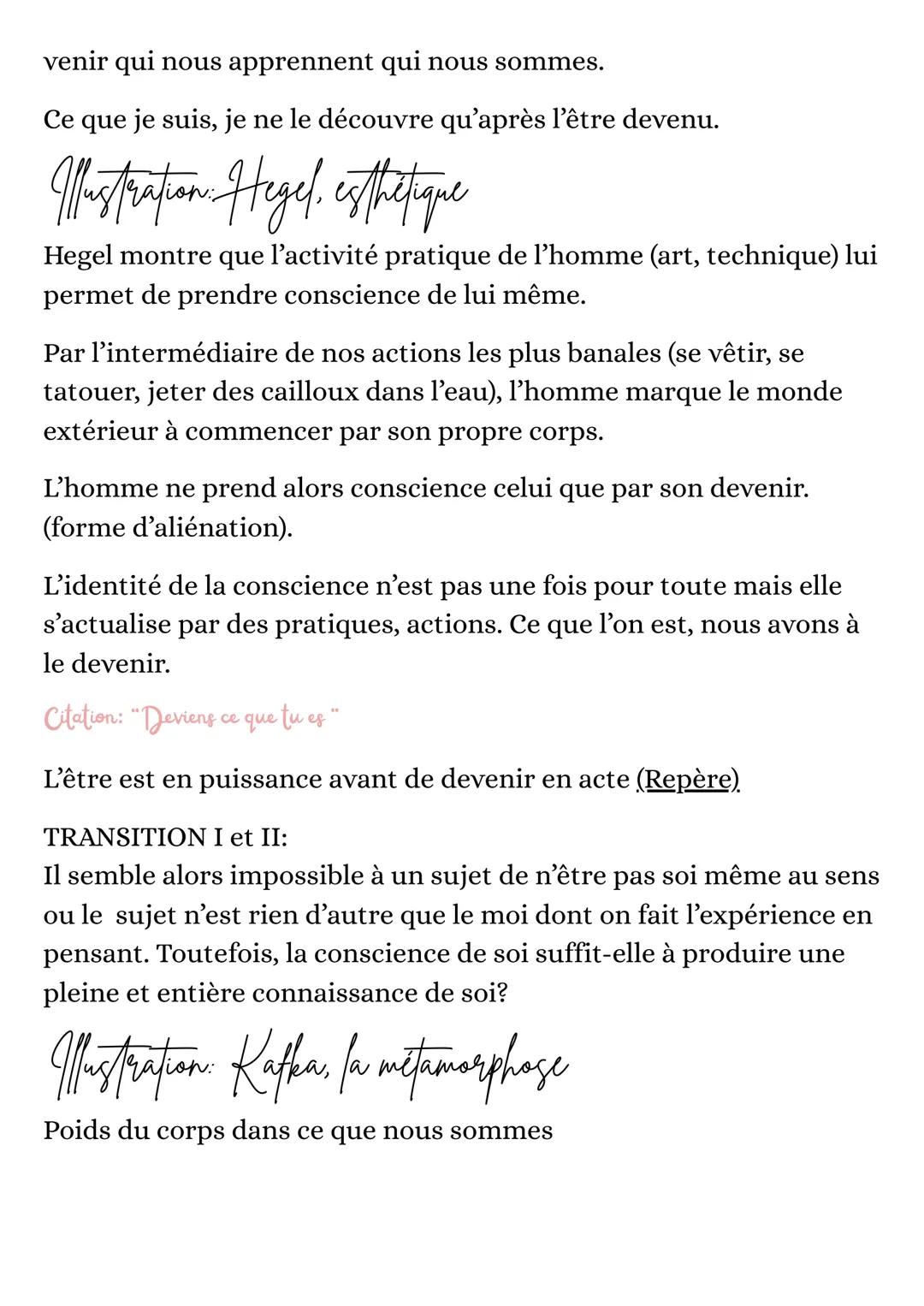 - Perton ne pas être
ne pas être soi même ?
Conscience/ Inconscient
"Soi même":
• identité substantielle
identité personnelle: ses propres é
