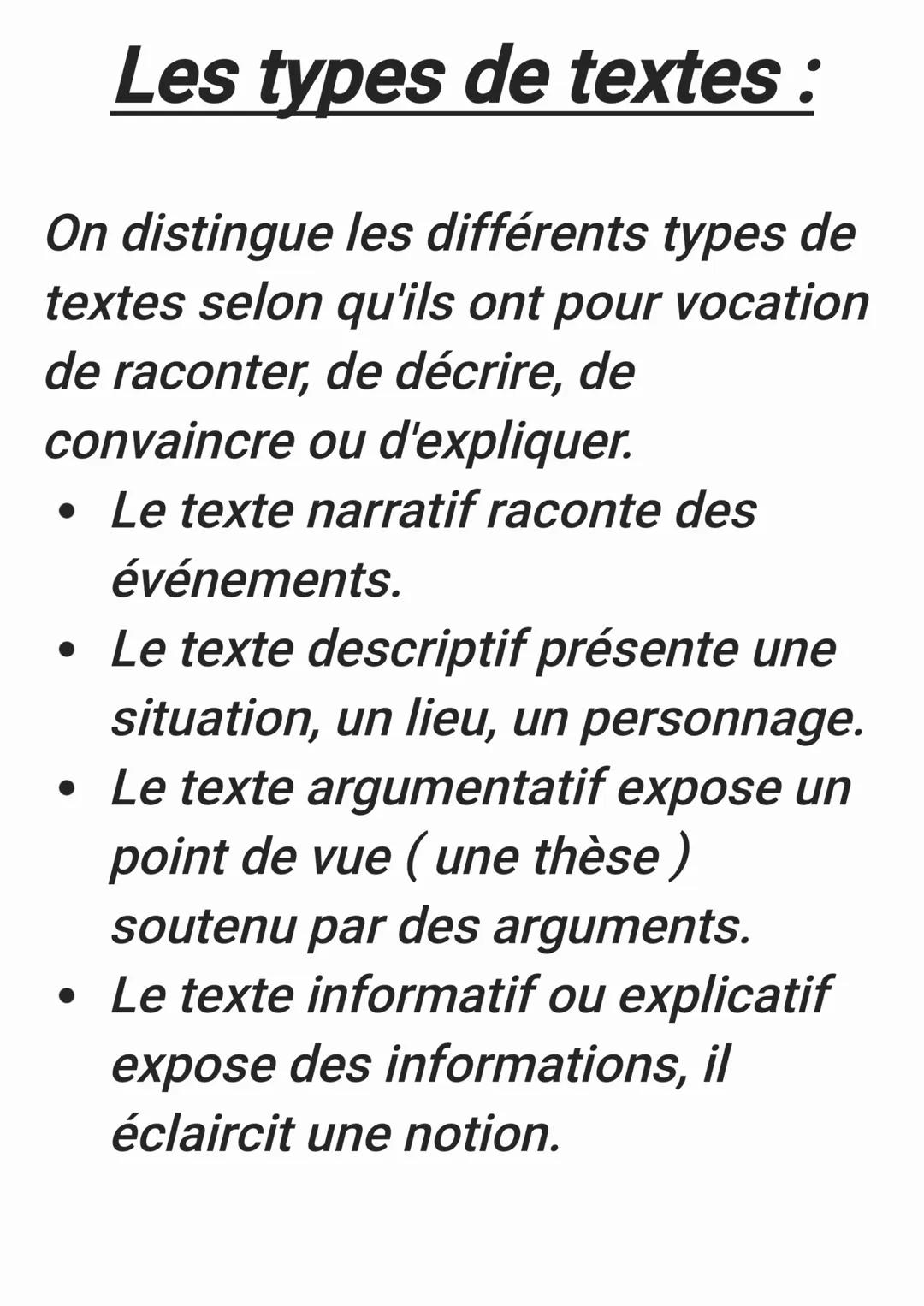 Les types de textes