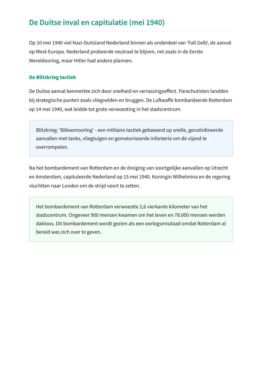 Nederland in de Tweede Wereldoorlog:
bezetting en verzet
De Duitse bezetting van Nederland en het Nederlandse verzet 1940-1945
Geschiedenis