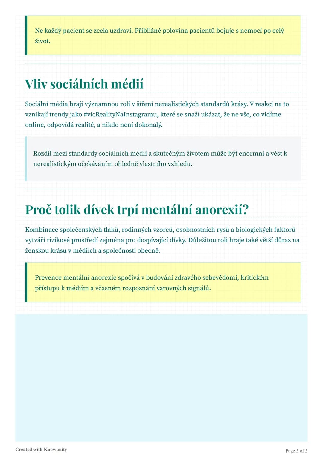 # Mentální anorexie
Komplexní přehled o mentální anorexii, jejích příčinách, příznacích, následcích a léčbě, se
zaměřením na rostoucí výsky