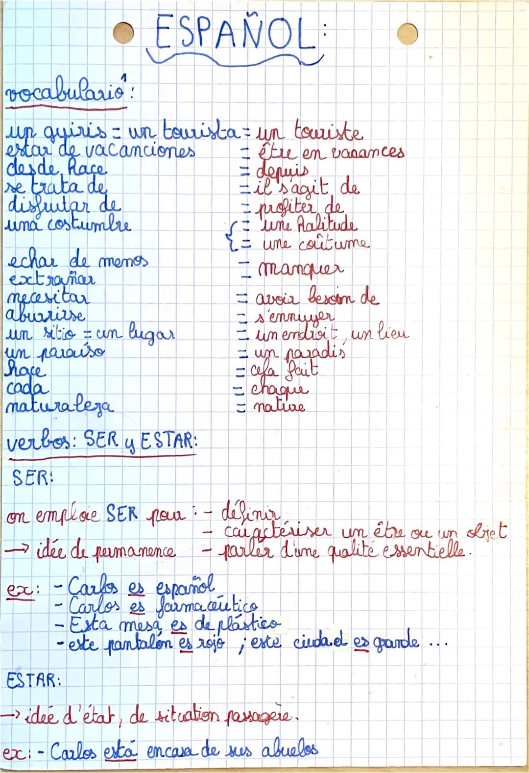 ESPAÑOL:
vocabulario:
un guiris - un tourista = un touriste
estar de vacanciones
desde hace
se trata de
disfrutar de
una costumbre
echar de