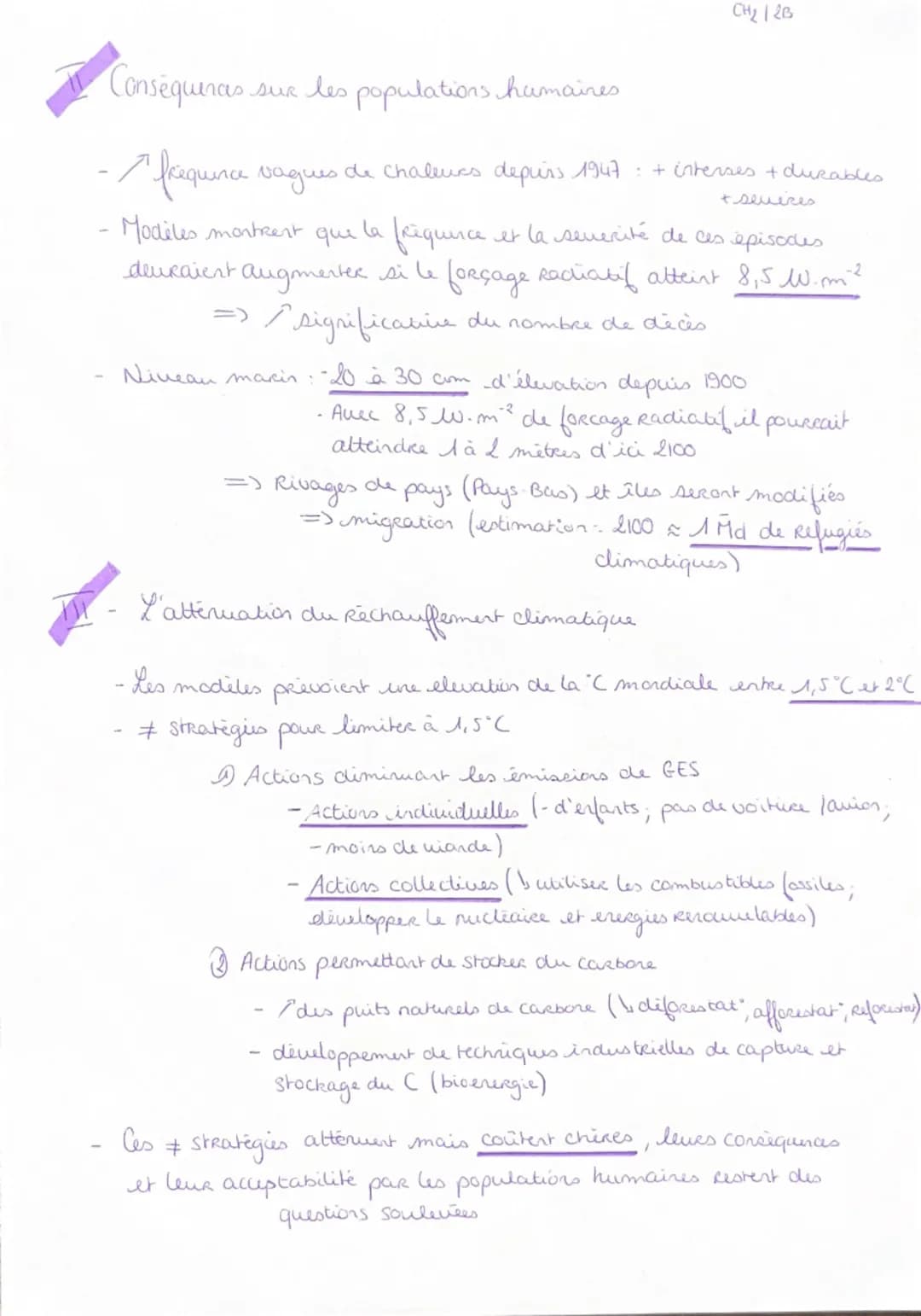 # Chapitre 2
Comprendre les consequences du
Réchauffement climatique
2B
* Changement climatique impact sur - écosystèmes (recis corallien