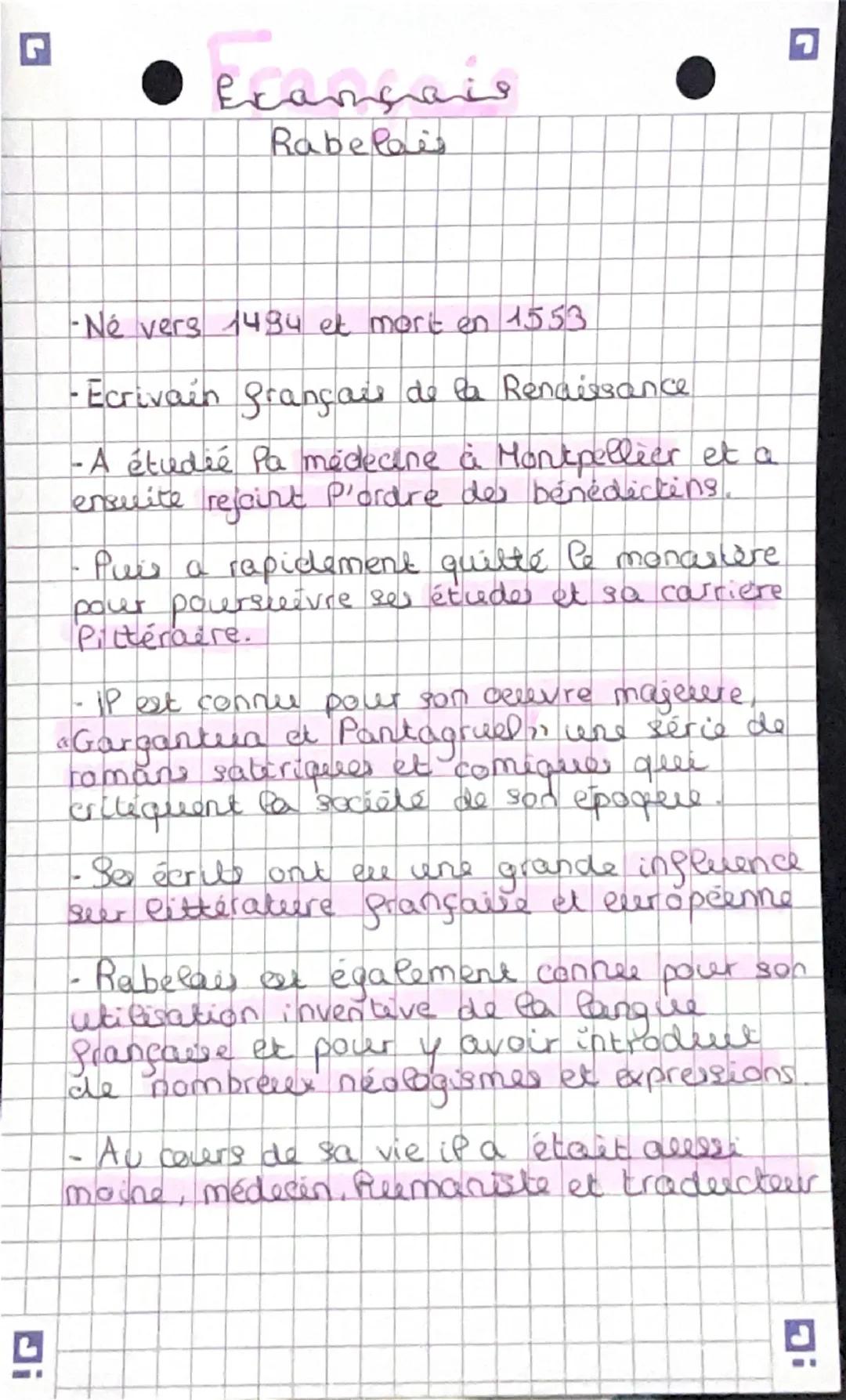 # Français
commentaire
I - étudier le paratexte
L'auteur, l'oeuvre, le mouvement
littéraire = informations pour comprendre
le contexte de l