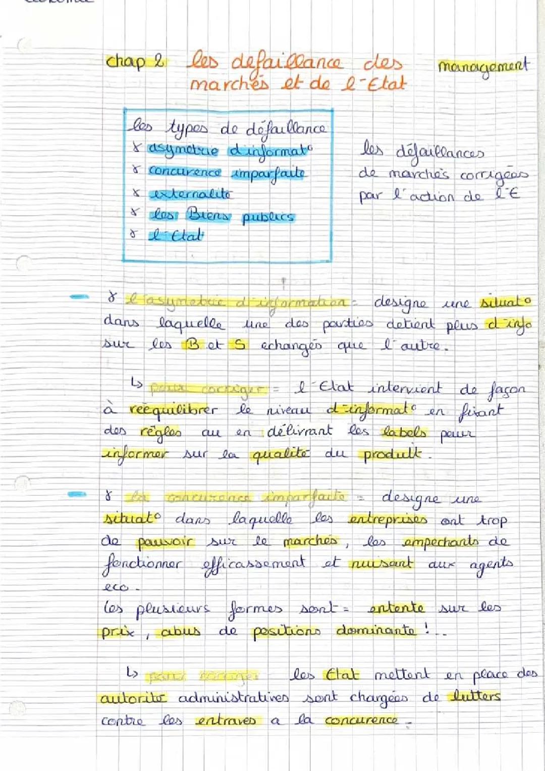 Chapitre 2: Les défaillances des marchés et de l’état (Économie)