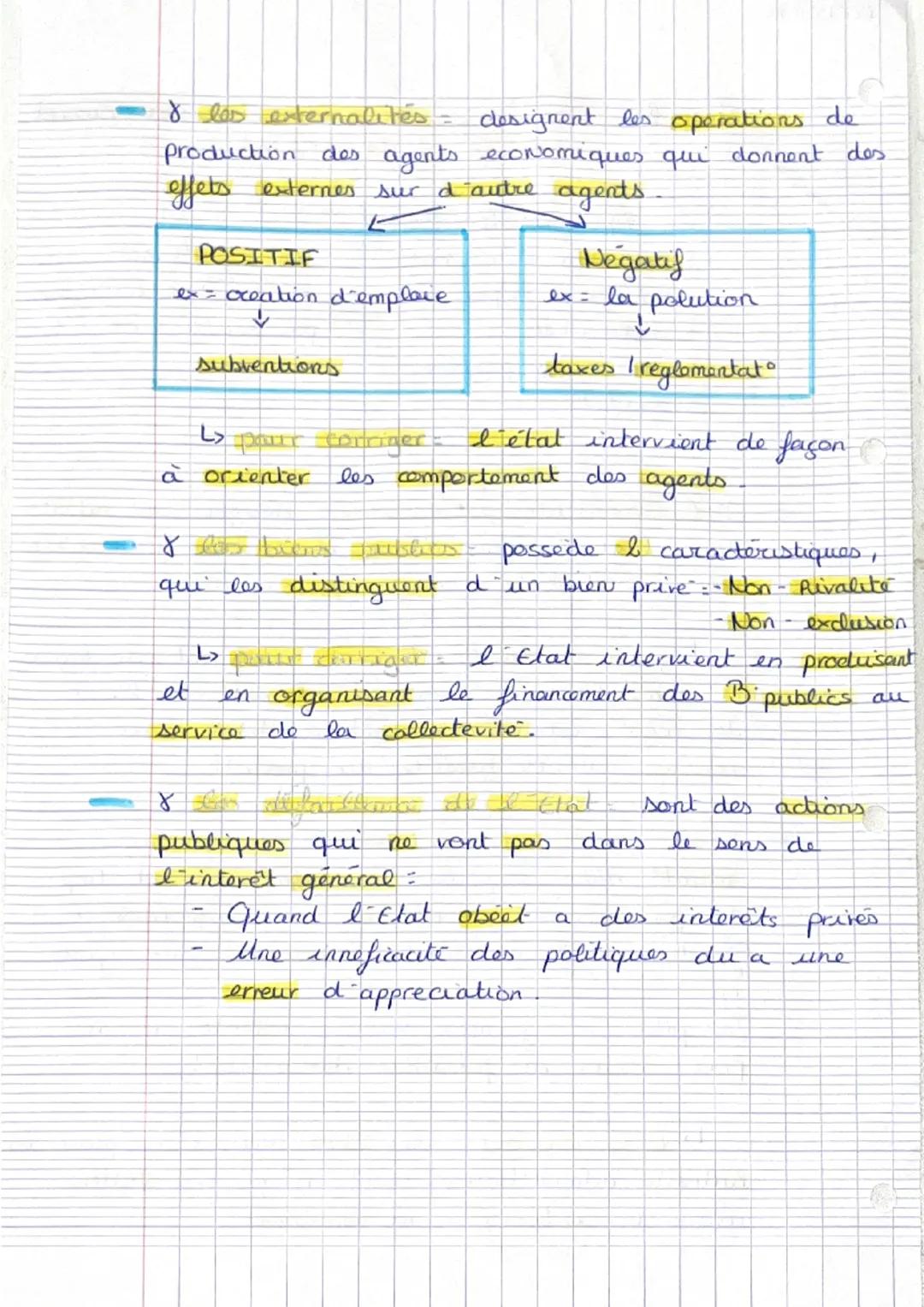 chap 2 les defaillance des
marches et de l'Etat
les types de défaillance
& asymetrie d informats
& concurence imparfaite
& externalite
& les