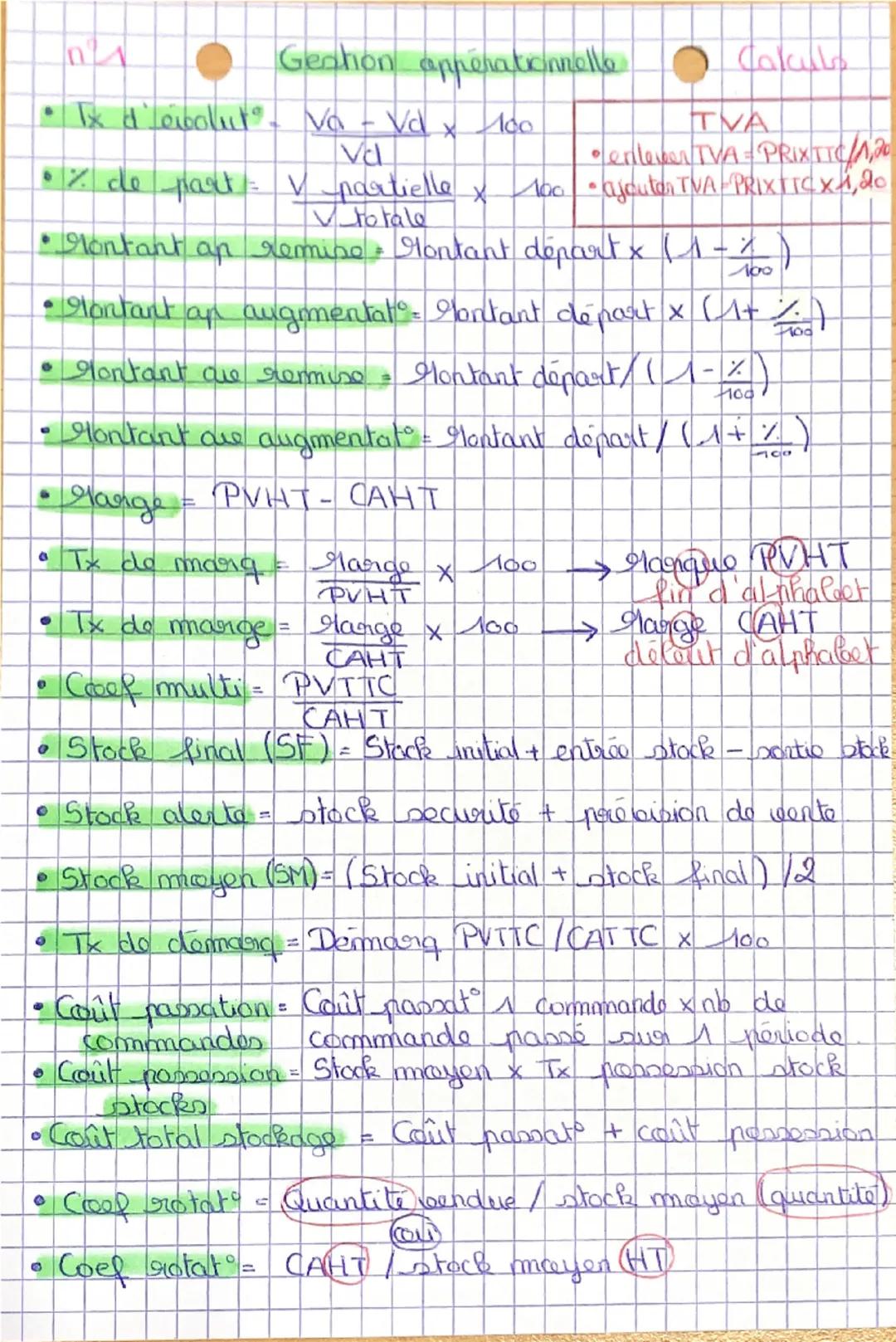 Calculs de gestion opérationnelle