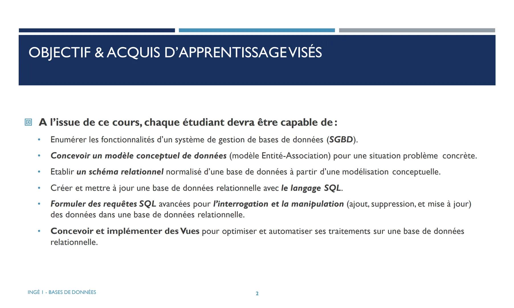 # BASES DE DONNEES
Ce cours est destiné aux étudiants de la première année du cycle Ingénieur (INGE1).
ESME
ANNÉE UNIVERSITAIRE: 2021-2022
