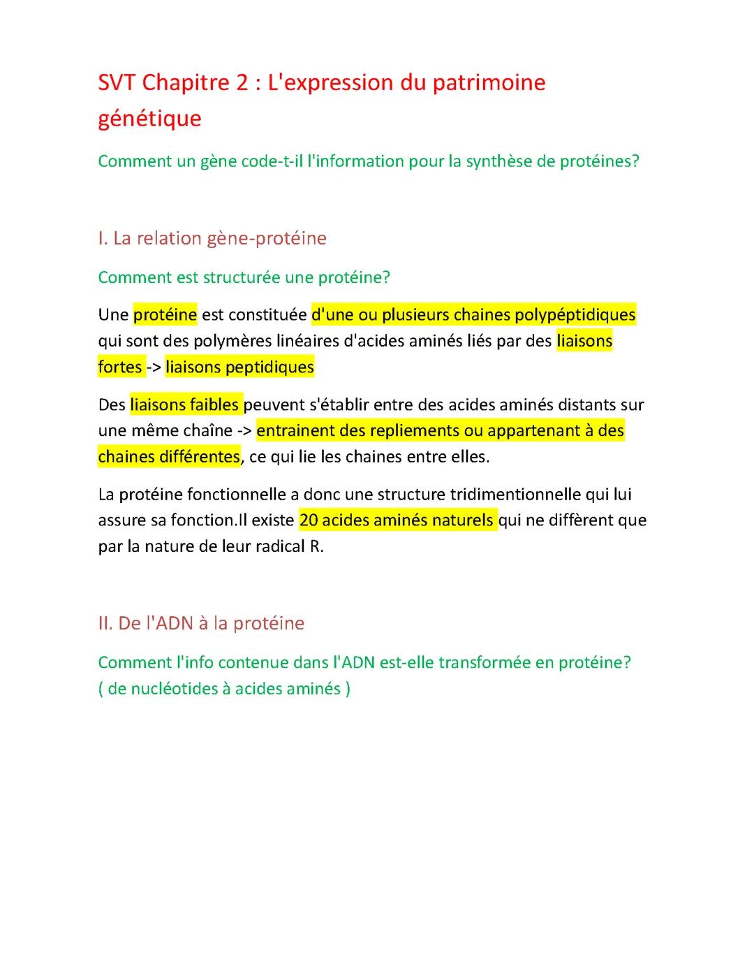 ARN, ADN, protéines, traduction