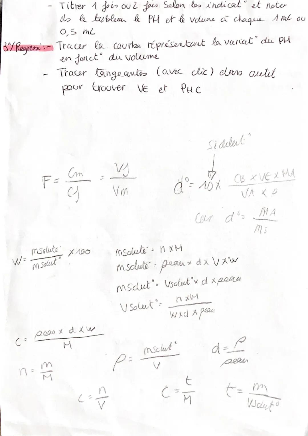 I- Manip
1°/ Dilut Si necessane avec m1= 1₂ donc C₁V₁= Cive donc V₁²
OU F= Crow - Ville
Chille
Vivi
soluts
2/ Montage f. - Rincer la burette