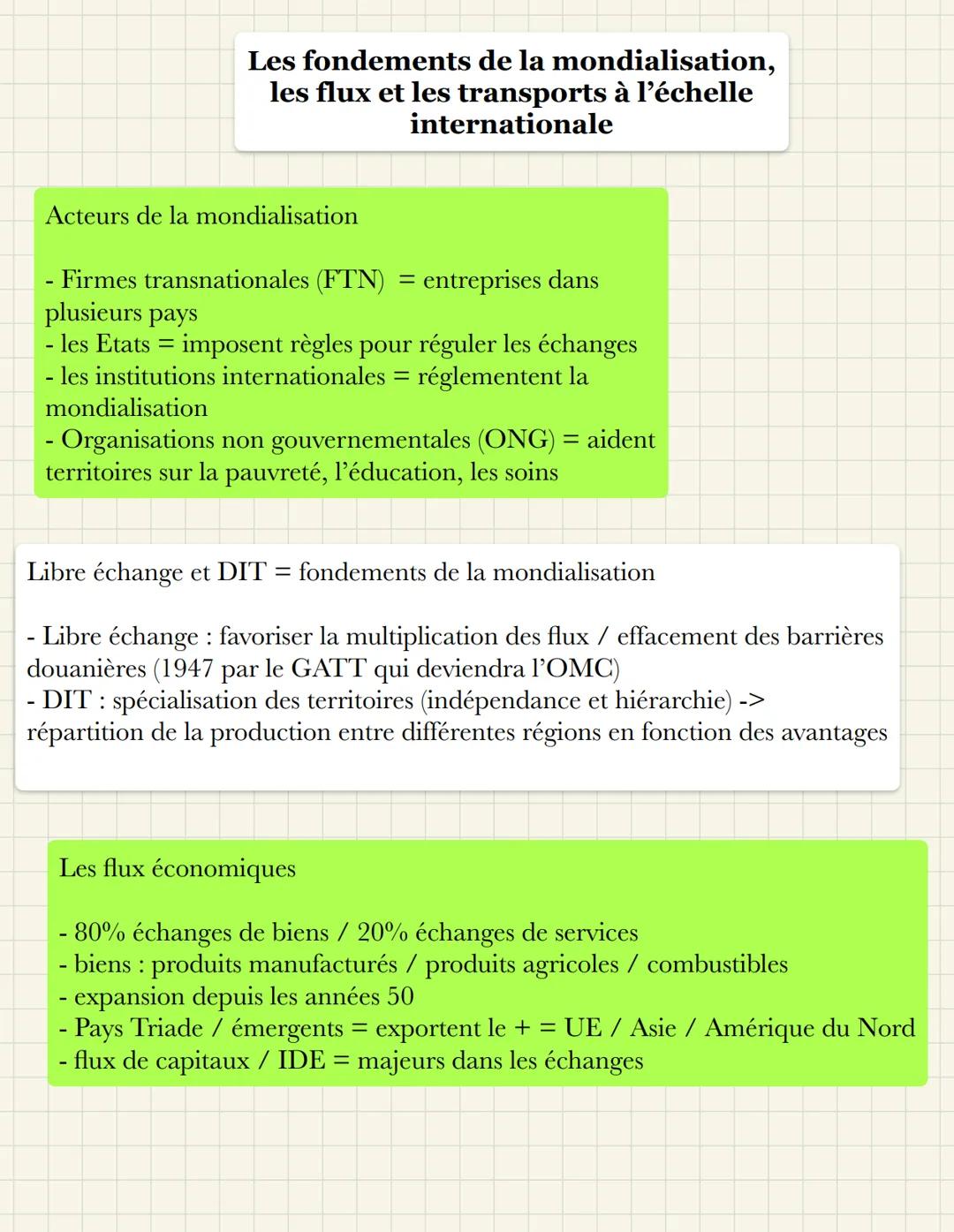 # Les fondements de la mondialisation,
les flux et les transports à l'échelle
internationale
Acteurs de la mondialisation
- Firmes transna