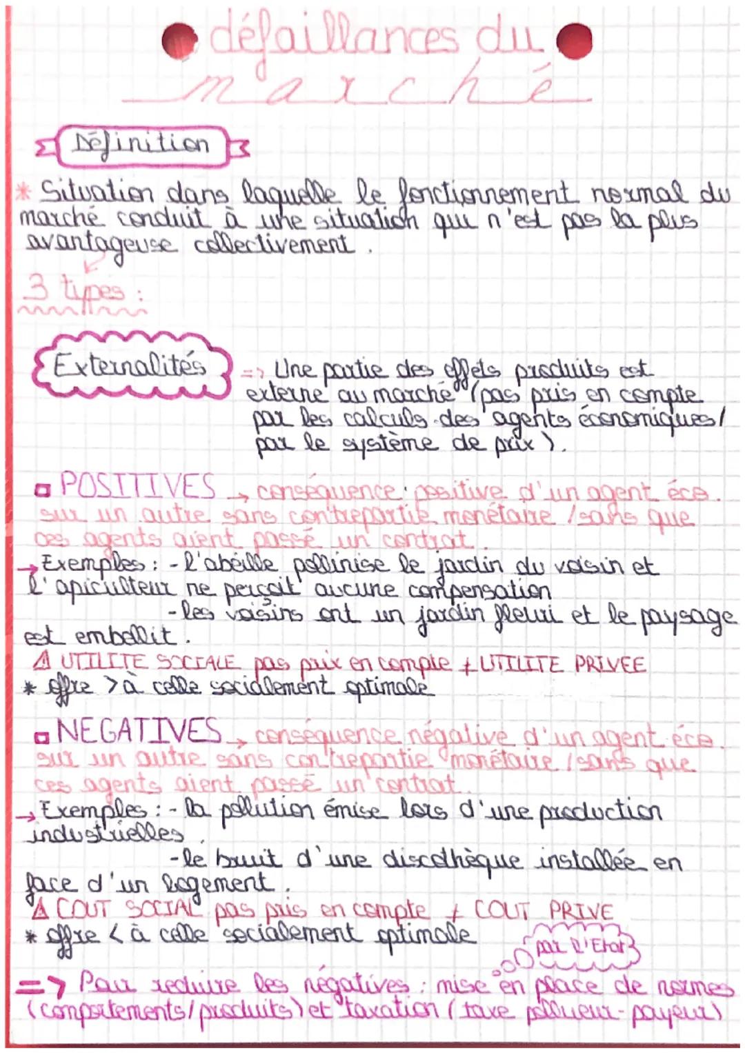 # défaillances du
marché
Definition
*Situation dans laquelle le fonctionnement normal du
marché conduit à une situatich qui n'est pas la p