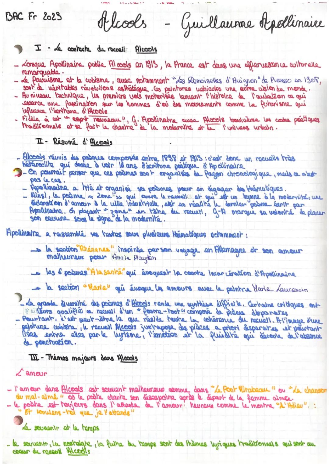 BAC Fr 2023
Alcools - Guillaume Apollinaire
I de contexte du recueil Alcools
Lorsqua Apollinaine publie Alcools en 1913, la France est da