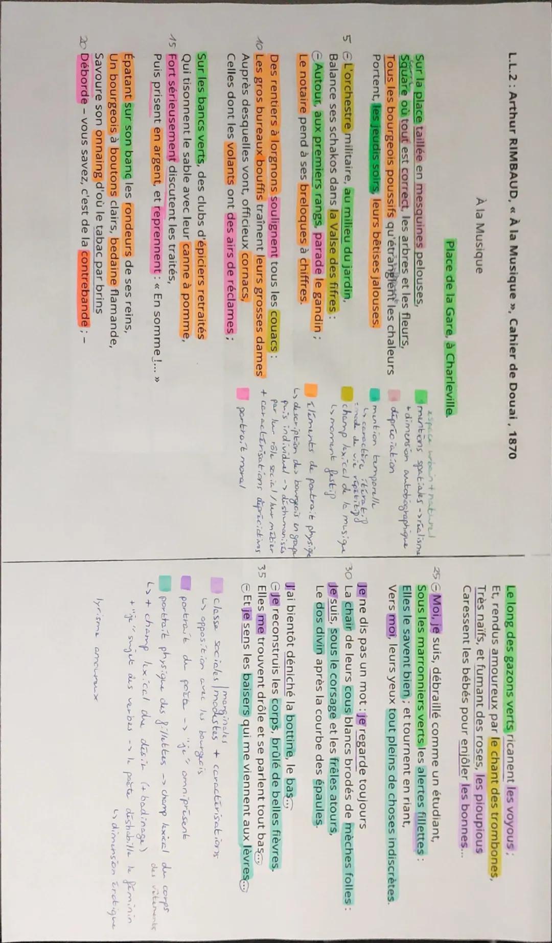 Lecture linéaire, A la musique, Rimbaud
