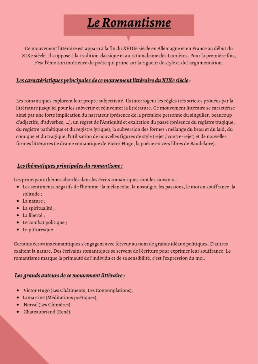 Mouvement : Le Romantisme