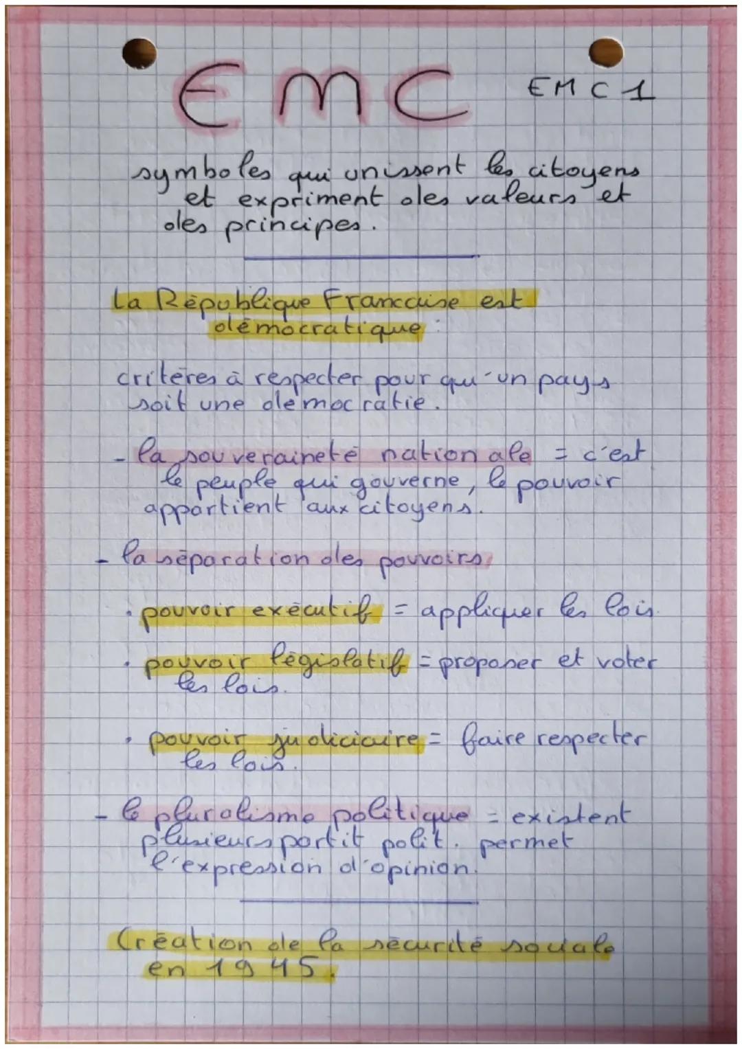 EMC
symboles que unissent les citoyens
et expriment oles valeurs et
oles principes.
EM CA
La République Francaise est
olémocratique
criteres