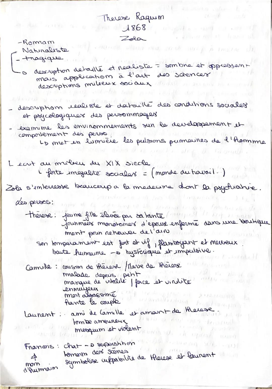 Therese Raquim
1868
Zola
-Romam
Naturaliste
- tragique
description detaillé et realiste = sombre et oppressant
mais application à l'art
desc
