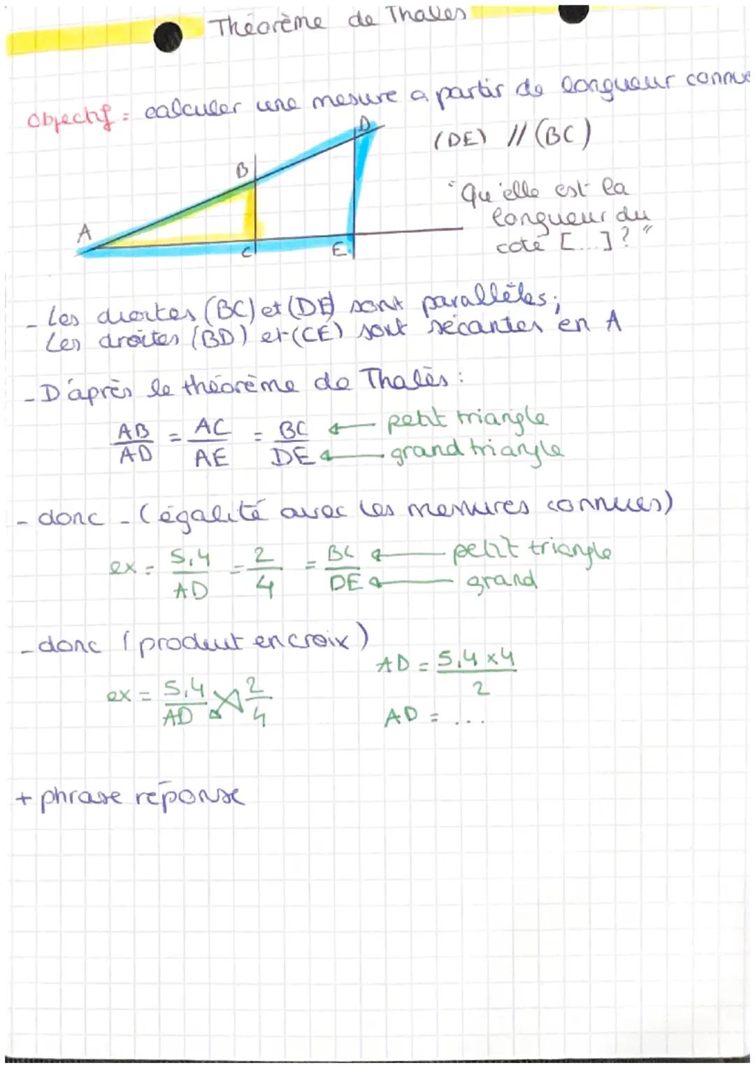 # Théorème de Thaves
Objectif calculer une mesure a partir de longueur connue
(DE) // (BC)
B
A
cl
E
"qu'elle est la
Congueur dy
cot