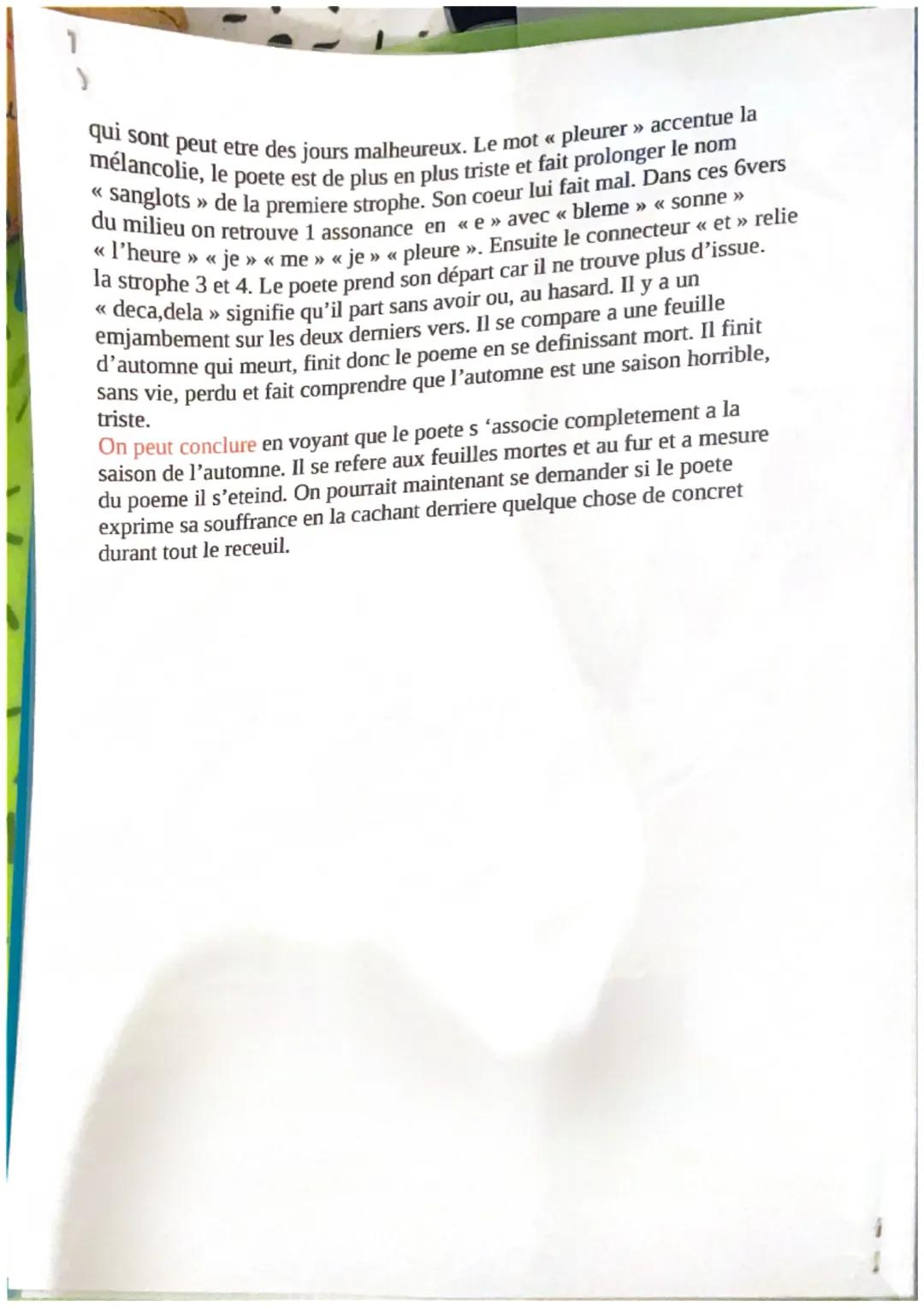 # Explication lineaire 4 Chanson d'automne
intro: Je vais vous présenter un poeme de Paul Verlaine qui est un grand
poete du XIX eme siecle