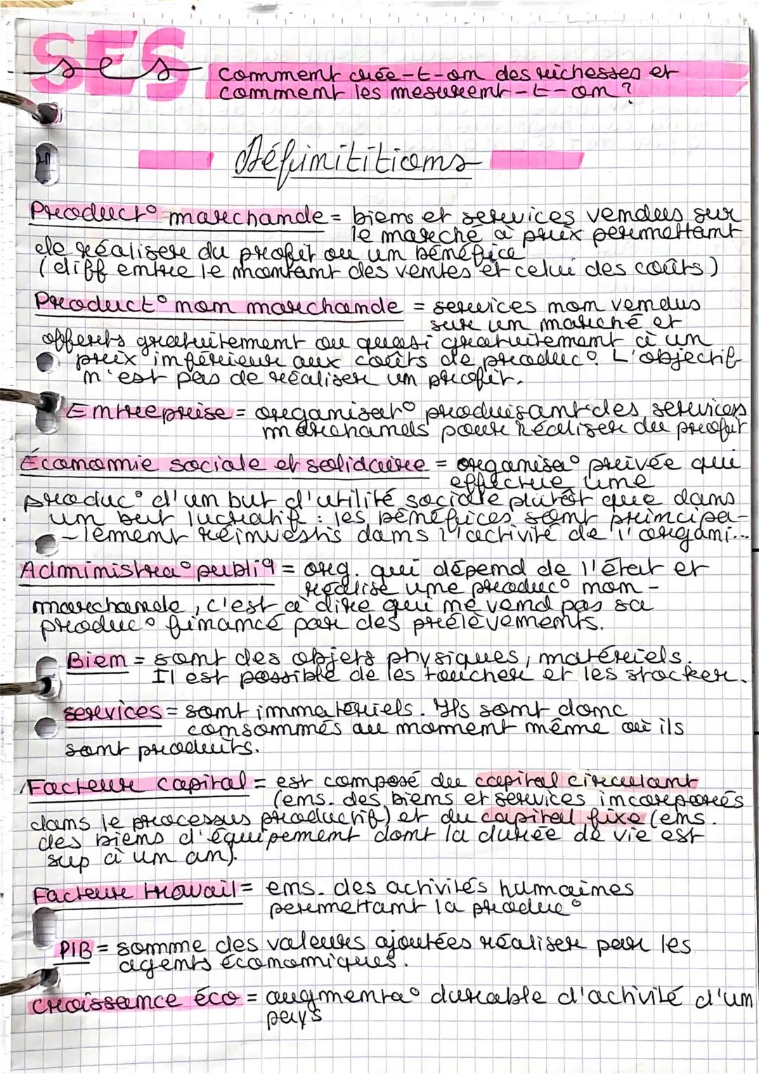 ses
Commemb crée-t-on des richesses et
comment les mesuremt-t-om?
Défimititicoms
Product marchande = biems et services vendees sur
le malec