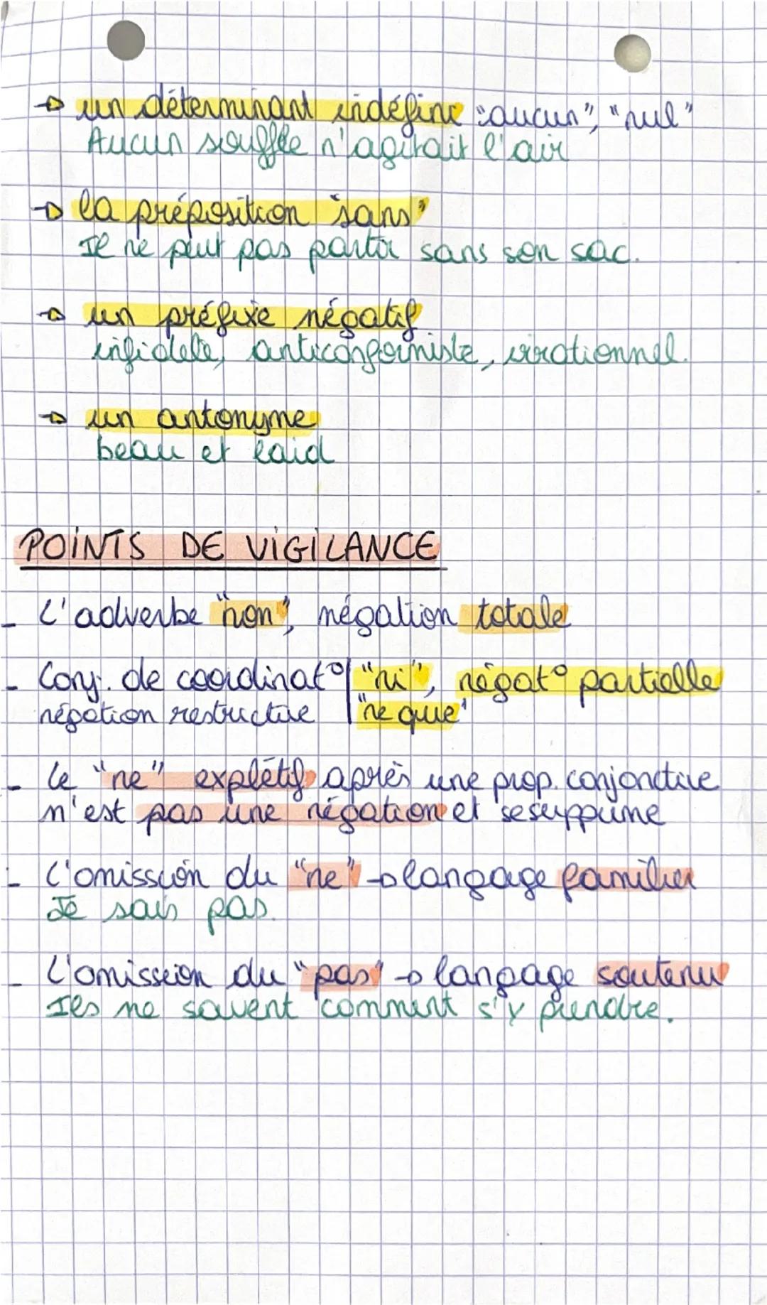--- OCR Start ---
• FRANCAIS
INTRODUCTION
LA NÉGATION
Tout types de phrases:
→→déclarative Je ne veux pas venir
interrogative pa ne veux ta