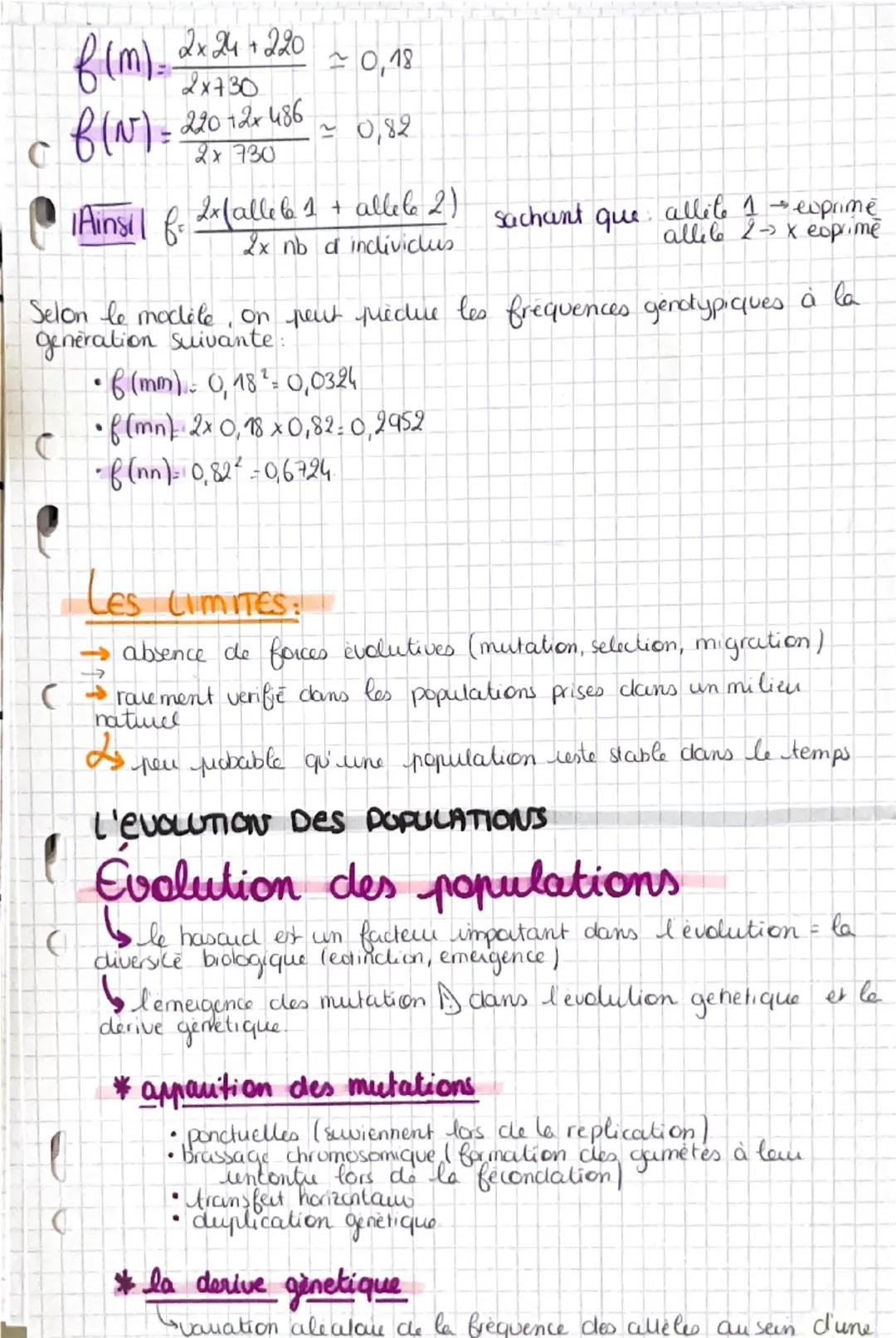 Hardy-Wemberg
LE MODELE
→ Me vou la frea allelig
des generations (alleles ↓ & culteles?)
population
ensemble d'individus de la mème espèce d
