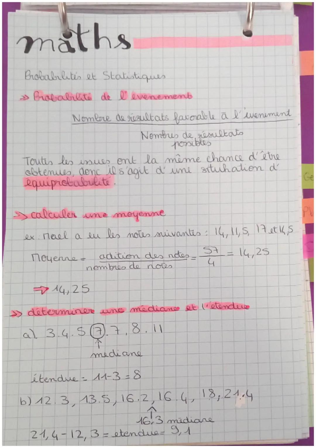 # maths
Brobabilités et Statistiques.
> Probabilité de l' evenement
Nombore de resultats favorable à l' evenement
Nombres de résultats
p